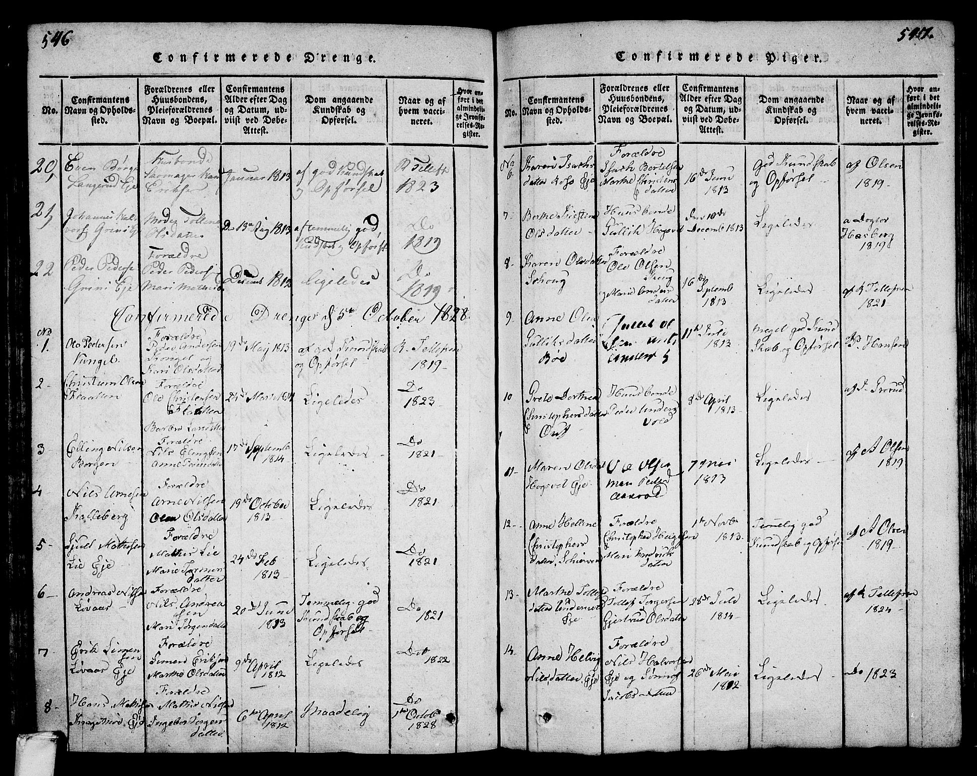 Lardal kirkebøker, AV/SAKO-A-350/F/Fa/L0005: Parish register (official) no. I 5, 1814-1835, p. 546-547