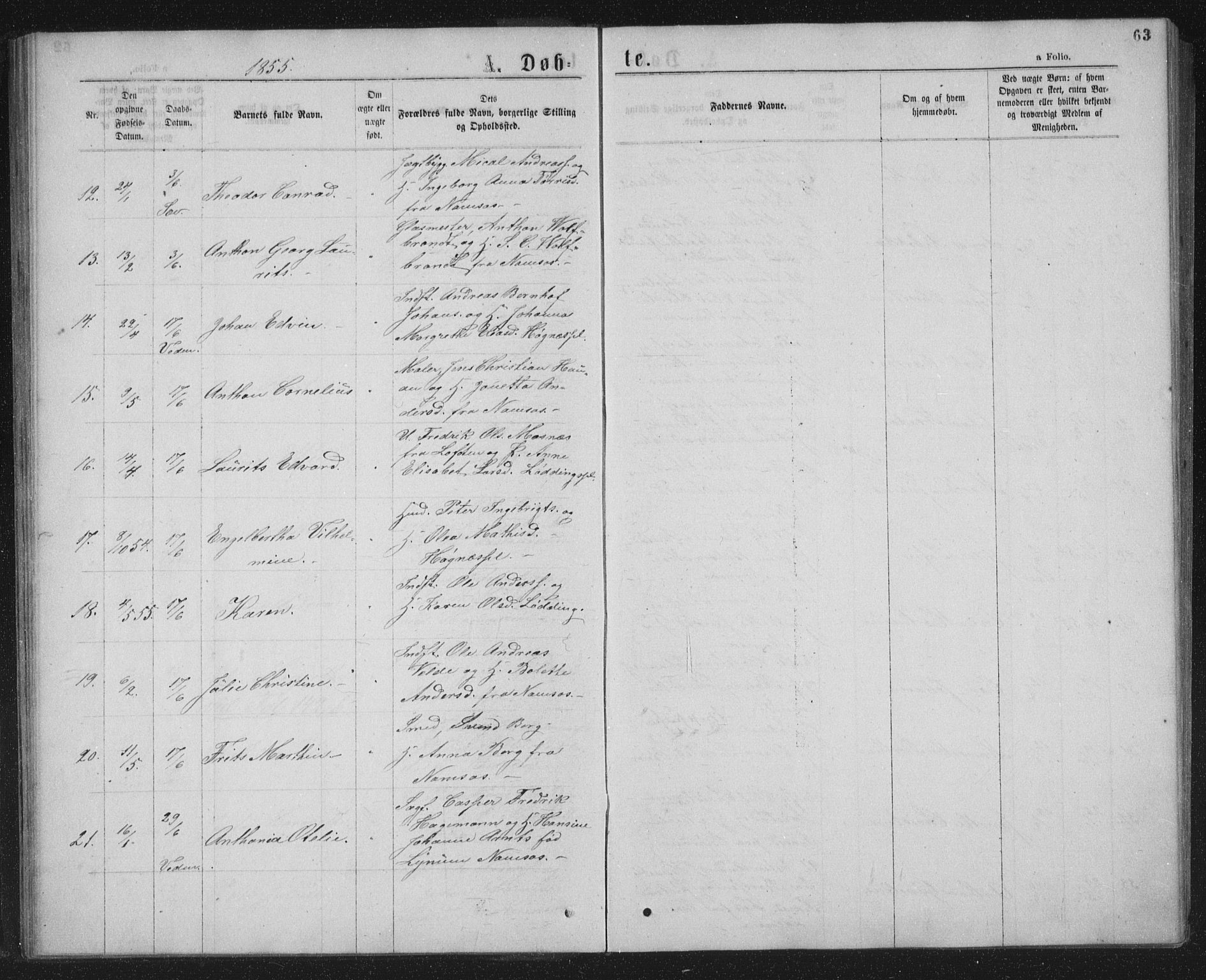 Ministerialprotokoller, klokkerbøker og fødselsregistre - Nord-Trøndelag, SAT/A-1458/768/L0566: Parish register (official) no. 768A01, 1836-1865, p. 63