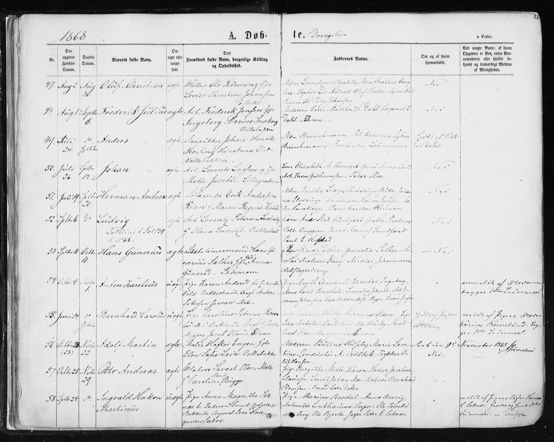 Ministerialprotokoller, klokkerbøker og fødselsregistre - Sør-Trøndelag, SAT/A-1456/604/L0186: Parish register (official) no. 604A07, 1866-1877, p. 26