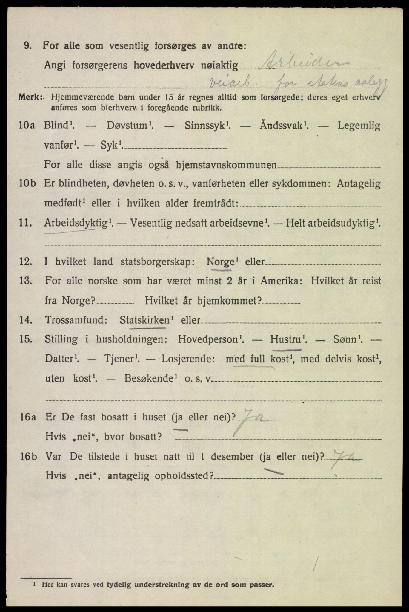 SAK, 1920 census for Kvinesdal, 1920, p. 4884