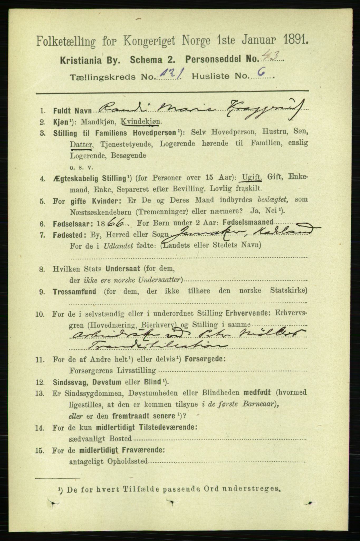 RA, 1891 census for 0301 Kristiania, 1891, p. 64483