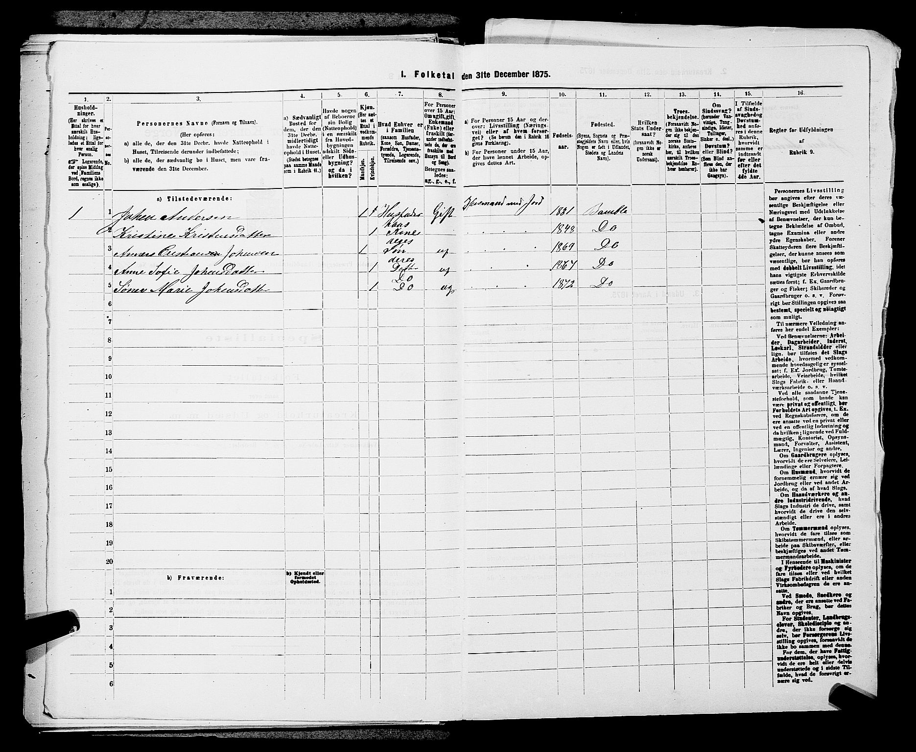 SAKO, 1875 census for 0814L Bamble/Bamble, 1875, p. 1036