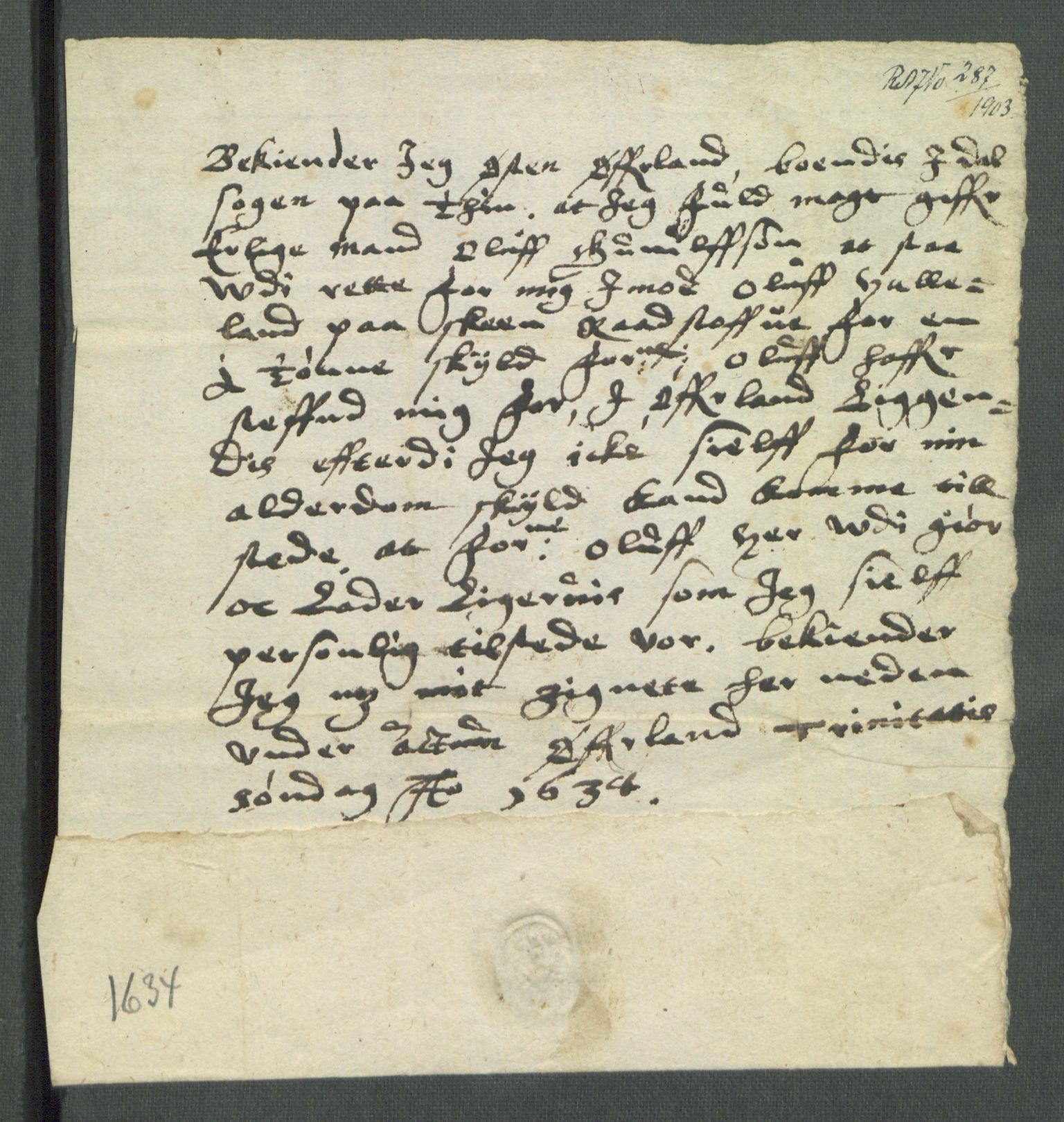 Riksarkivets diplomsamling, RA/EA-5965/F02/L0145: Dokumenter, 1634, p. 52