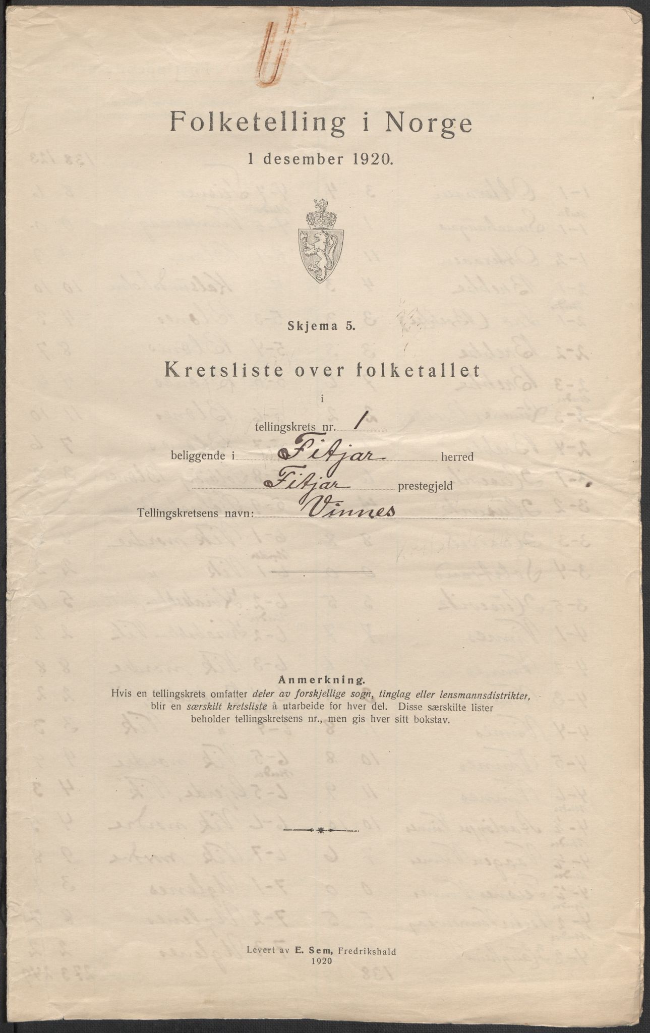 SAB, 1920 census for Fitjar, 1920, p. 5