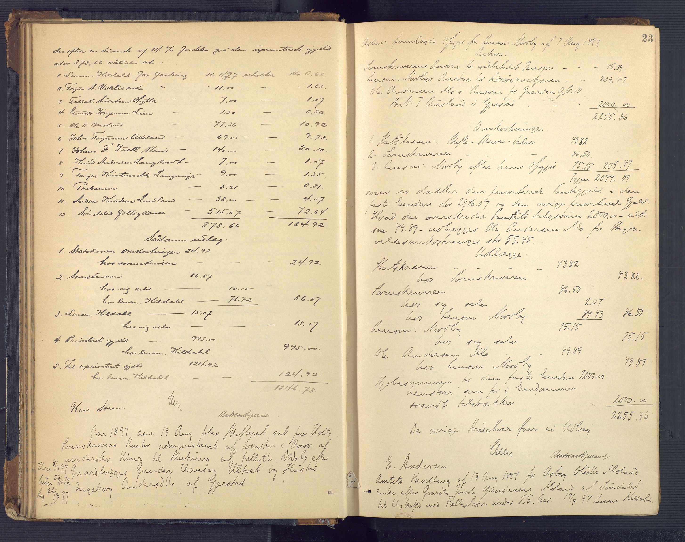 Holt sorenskriveri, AV/SAK-1221-0002/H/Hc/L0036: Skifteutlodningsprotokoll nr. 11, 1896-1911, p. 22b-23a