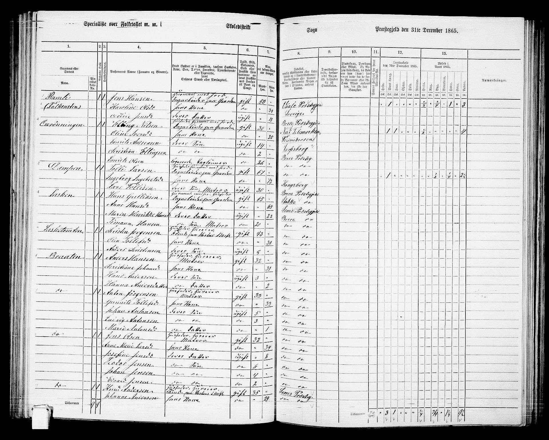 RA, 1865 census for Borre, 1865, p. 122