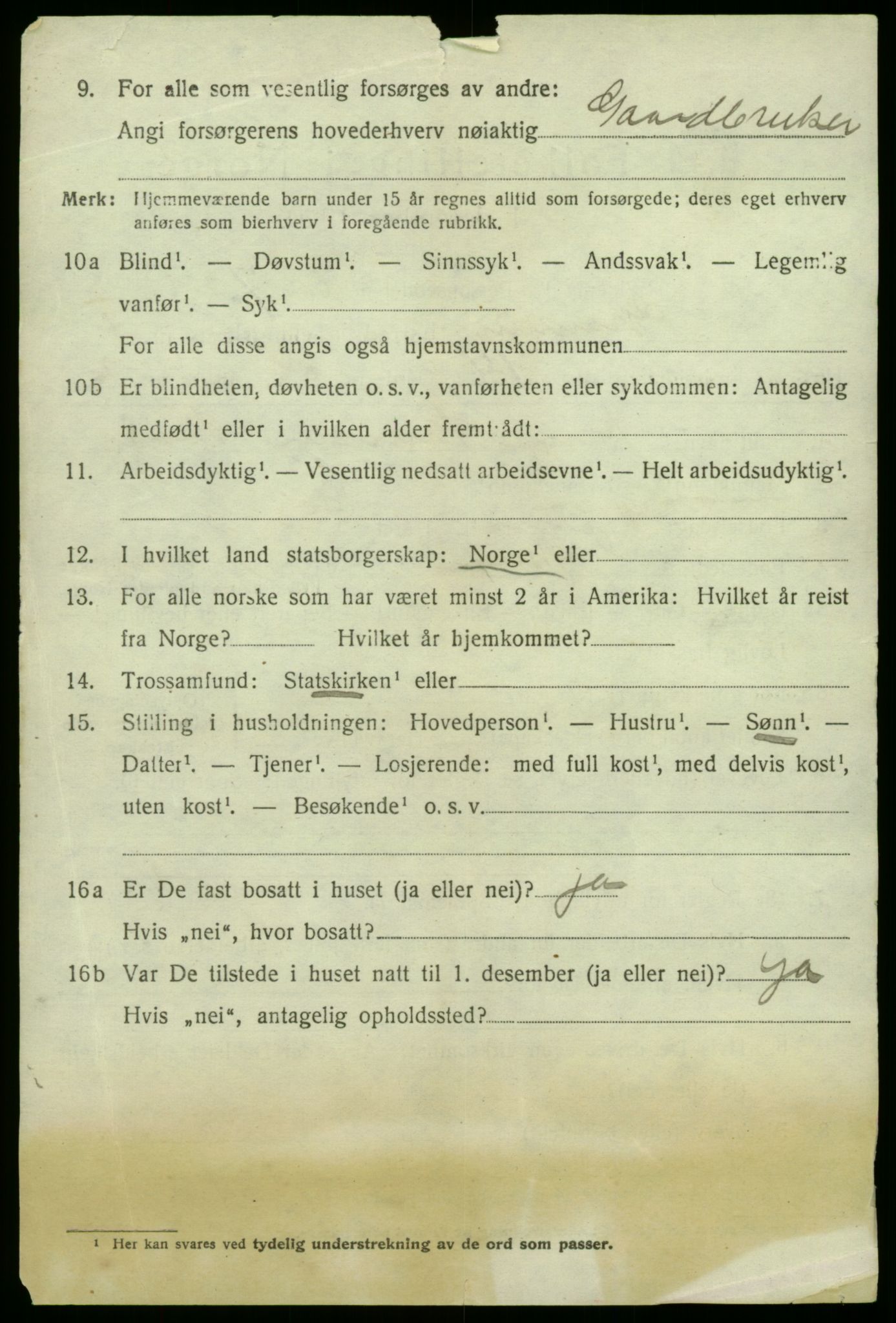 SAB, 1920 census for Granvin, 1920, p. 635