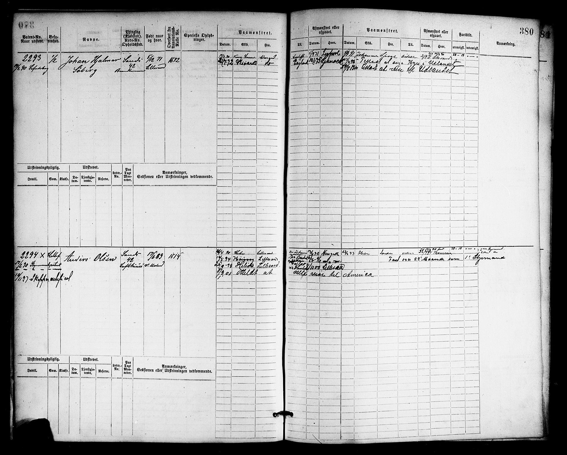 Lillesand mønstringskrets, AV/SAK-2031-0014/F/Fb/L0004: Hovedrulle nr 1537-2296, W-13, 1877-1890, p. 394