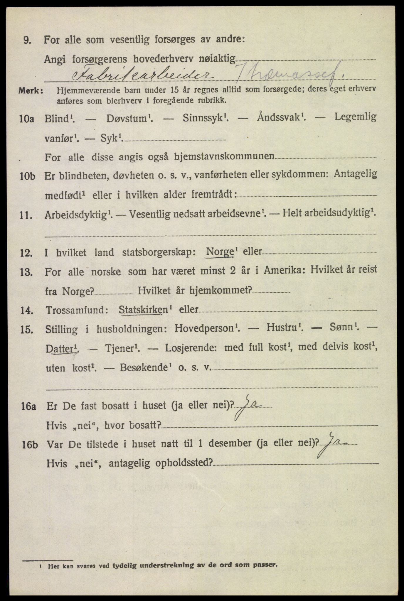 SAH, 1920 census for Vestre Toten, 1920, p. 2299