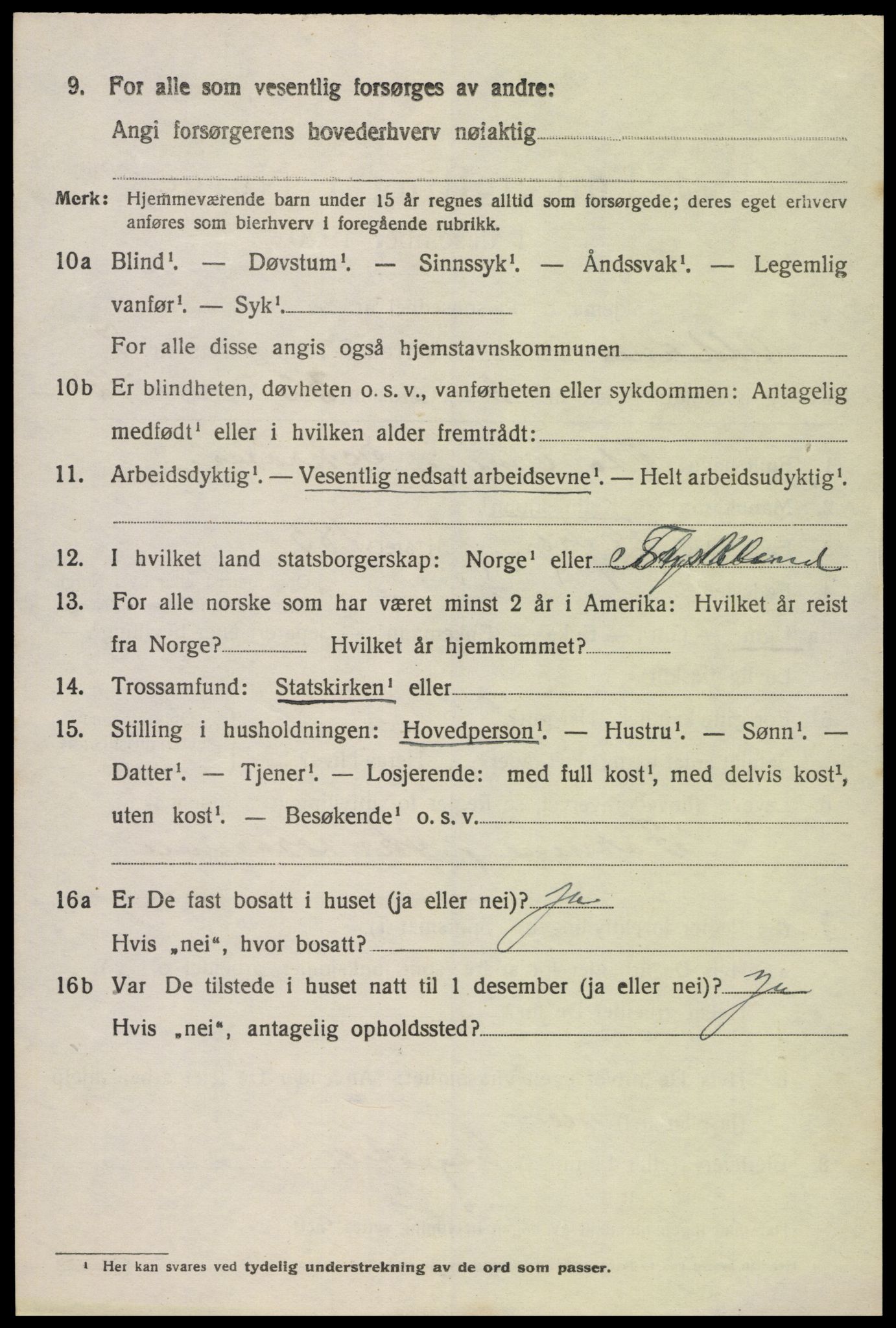 SAK, 1920 census for Oddernes, 1920, p. 5406