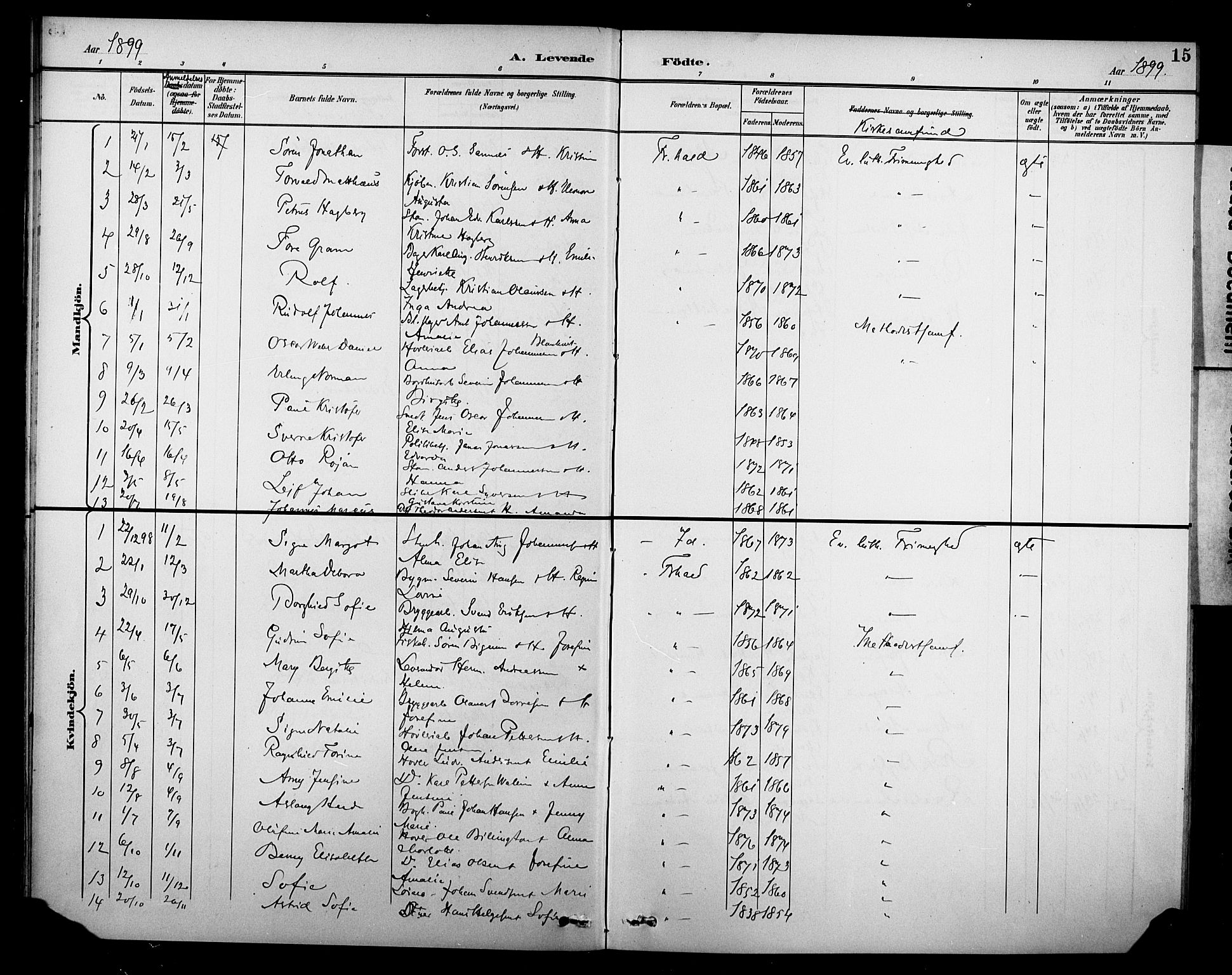 Halden prestekontor Kirkebøker, SAO/A-10909/F/Fb/L0001: Parish register (official) no. II 1, 1892-1932, p. 15