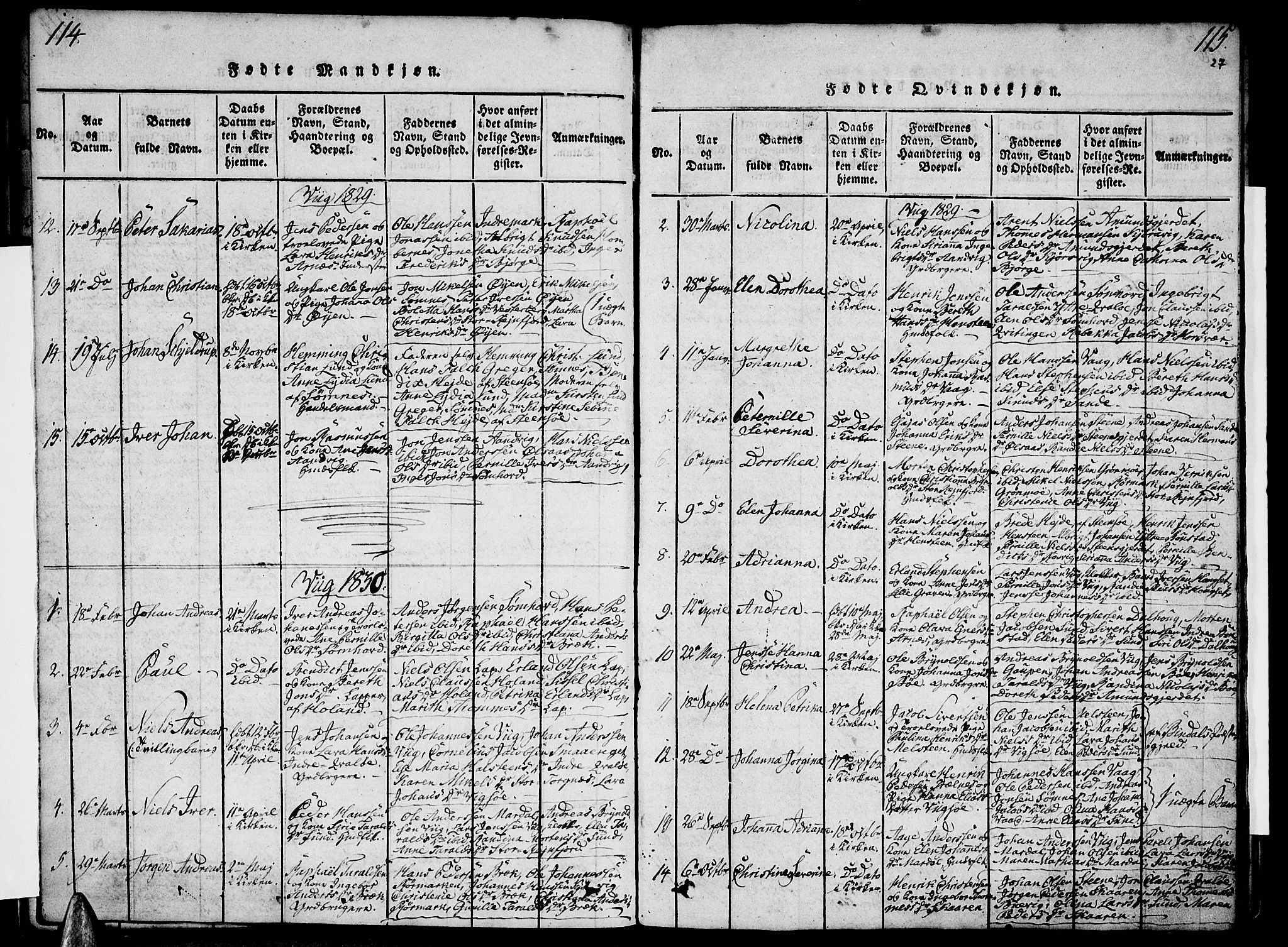 Ministerialprotokoller, klokkerbøker og fødselsregistre - Nordland, SAT/A-1459/812/L0175: Parish register (official) no. 812A04, 1820-1833, p. 114-115
