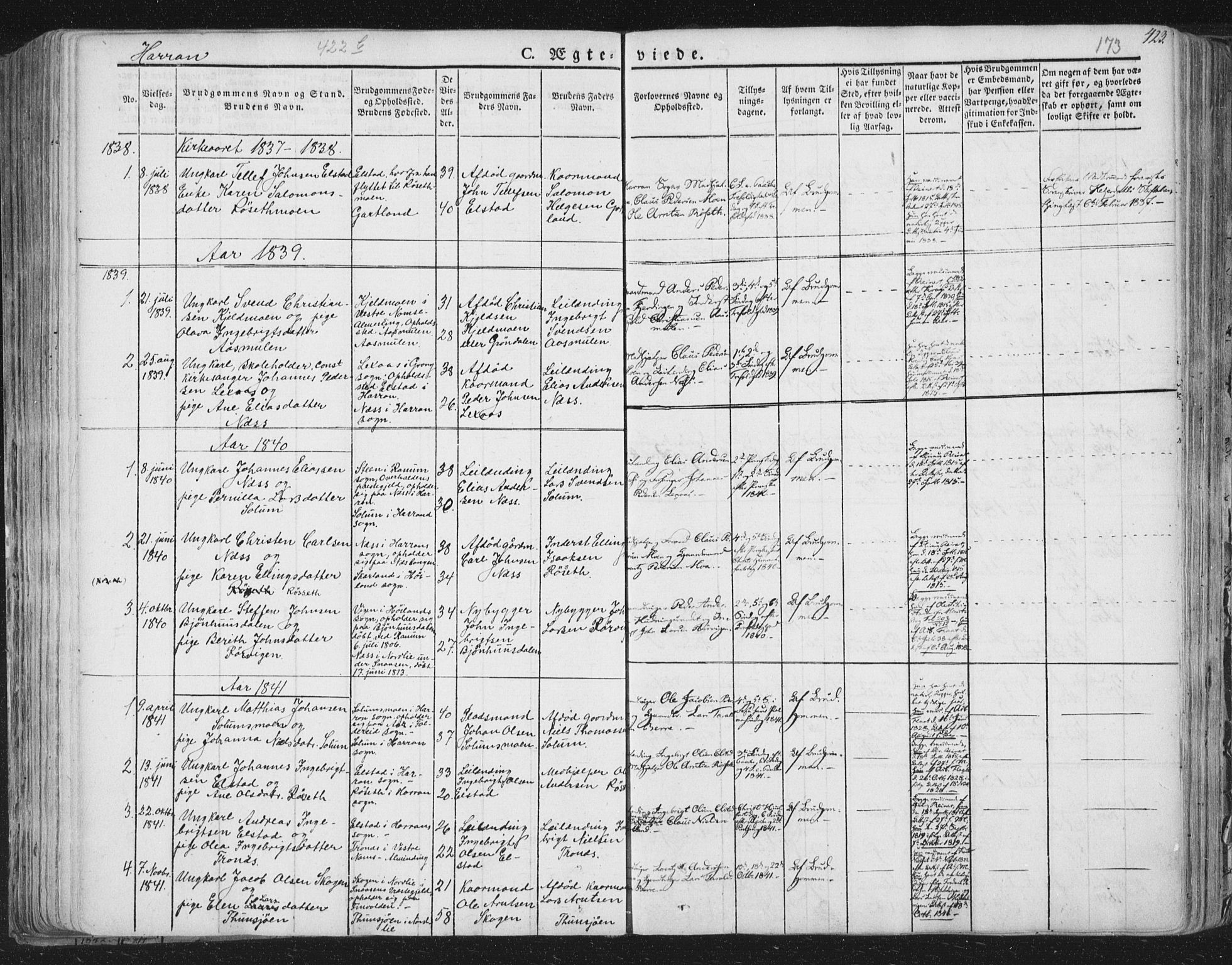 Ministerialprotokoller, klokkerbøker og fødselsregistre - Nord-Trøndelag, SAT/A-1458/758/L0513: Parish register (official) no. 758A02 /3, 1839-1868, p. 173