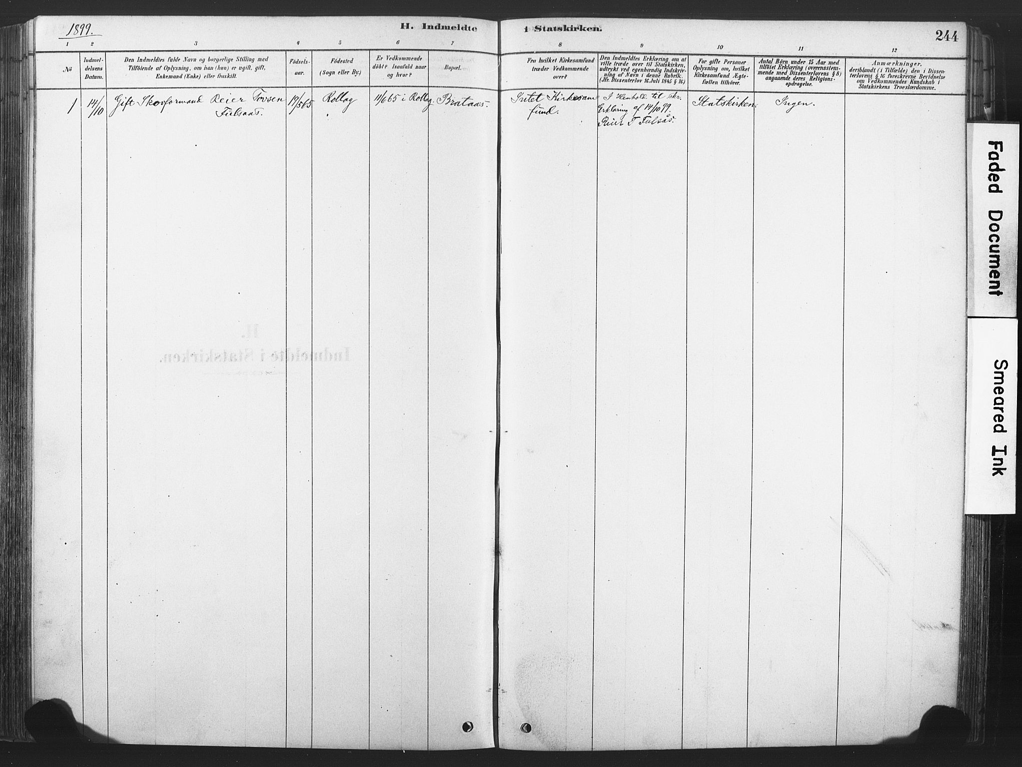 Rollag kirkebøker, AV/SAKO-A-240/F/Fa/L0011: Parish register (official) no. I 11, 1878-1902, p. 244