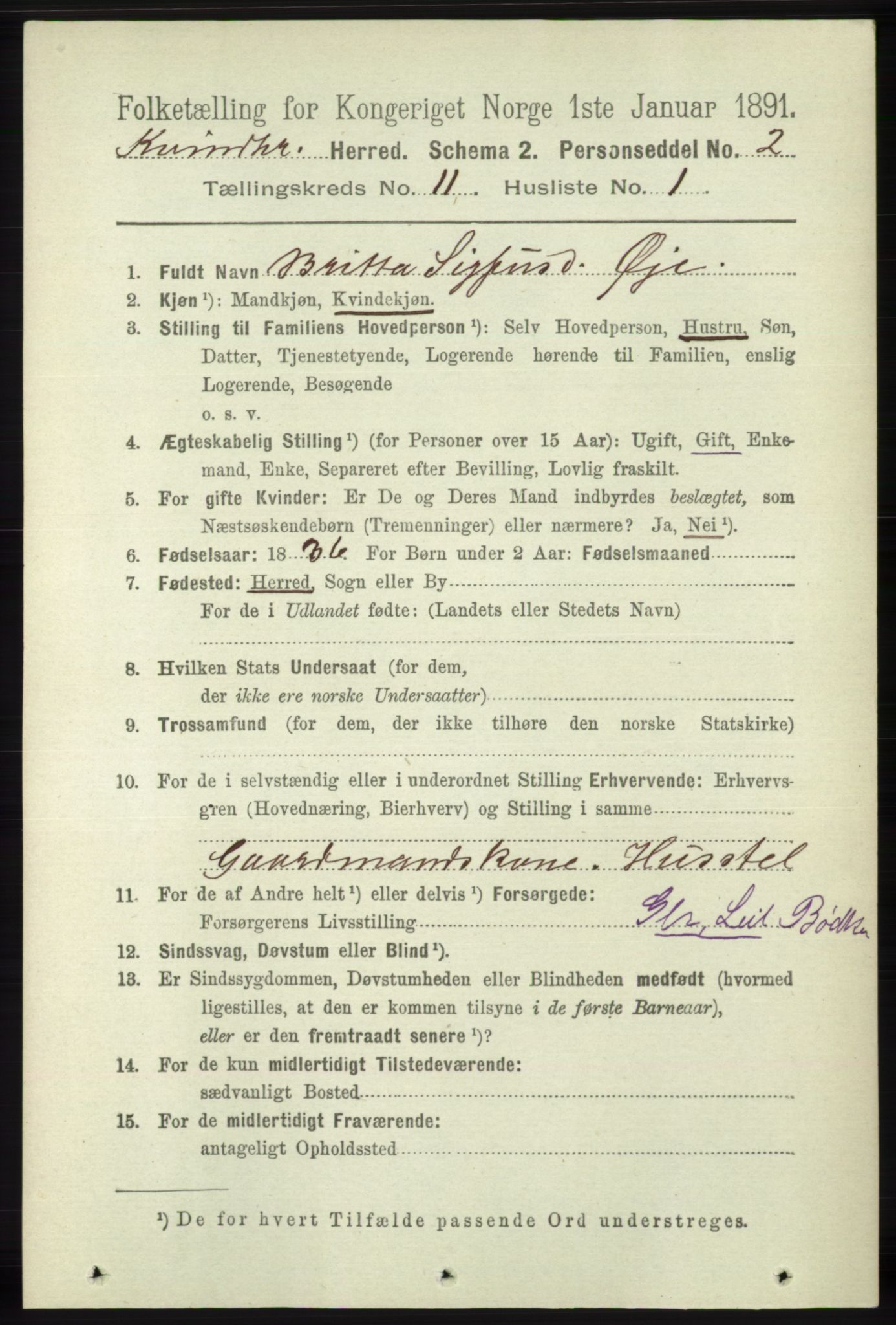 RA, 1891 census for 1224 Kvinnherad, 1891, p. 3812