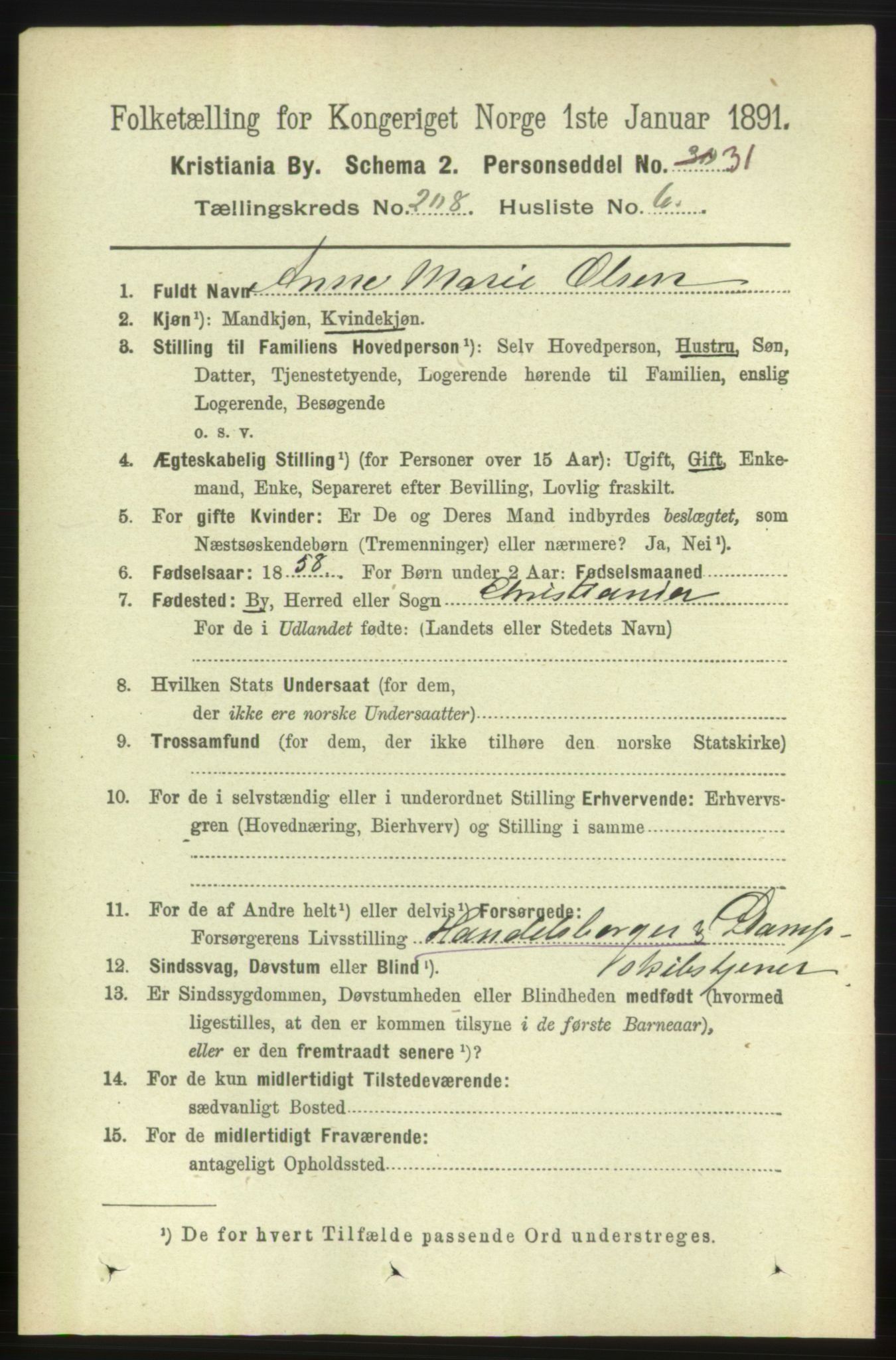 RA, 1891 census for 0301 Kristiania, 1891, p. 124979