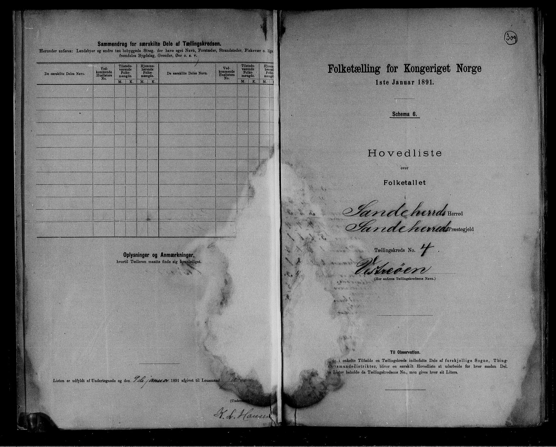 RA, 1891 census for 0724 Sandeherred, 1891, p. 14