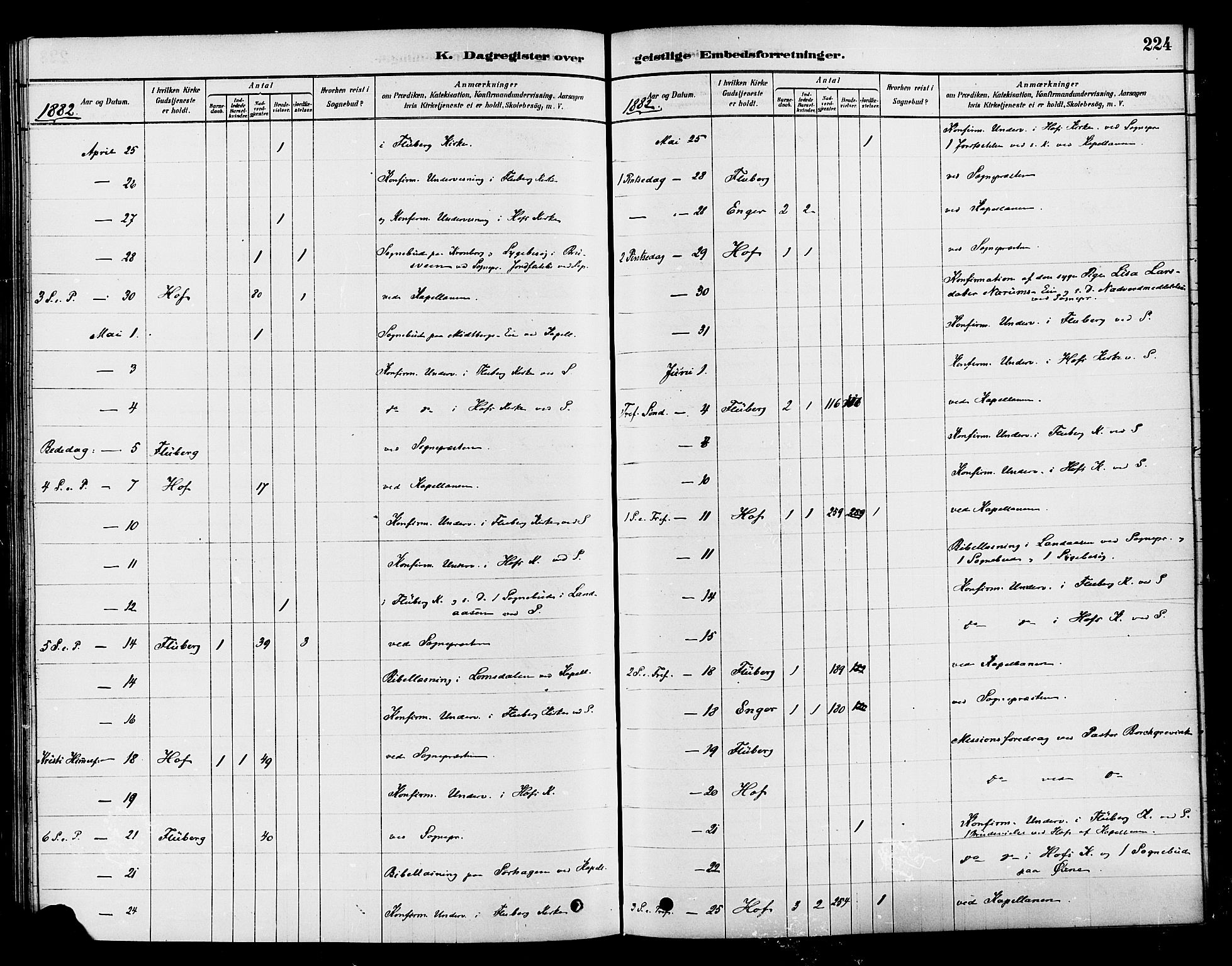 Søndre Land prestekontor, AV/SAH-PREST-122/K/L0002: Parish register (official) no. 2, 1878-1894, p. 224