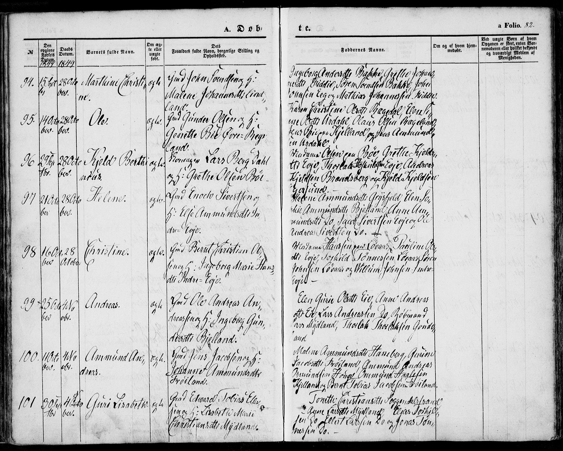 Sokndal sokneprestkontor, AV/SAST-A-101808: Parish register (official) no. A 8.1, 1842-1857, p. 82