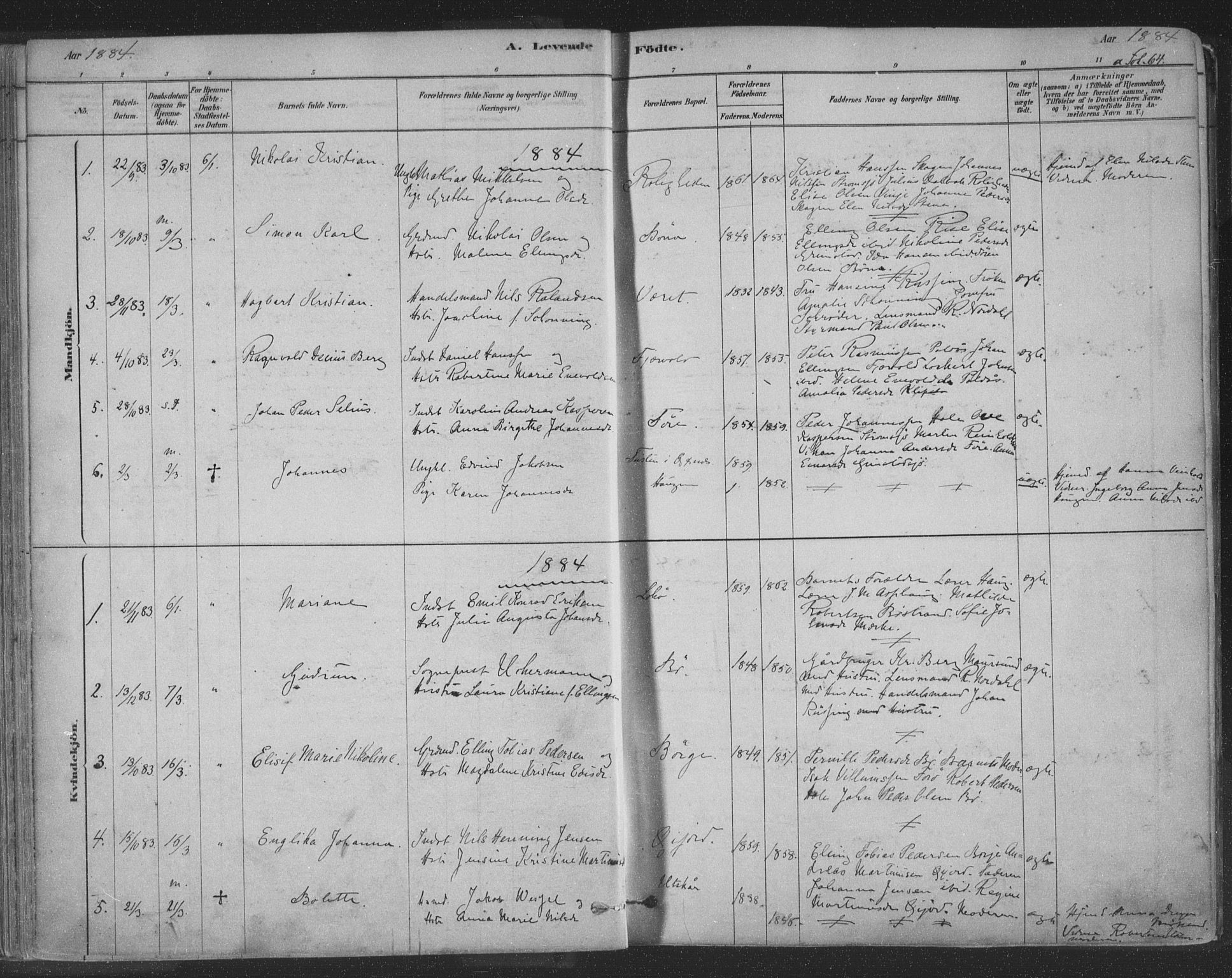 Ministerialprotokoller, klokkerbøker og fødselsregistre - Nordland, AV/SAT-A-1459/891/L1302: Parish register (official) no. 891A07, 1878-1895, p. 64