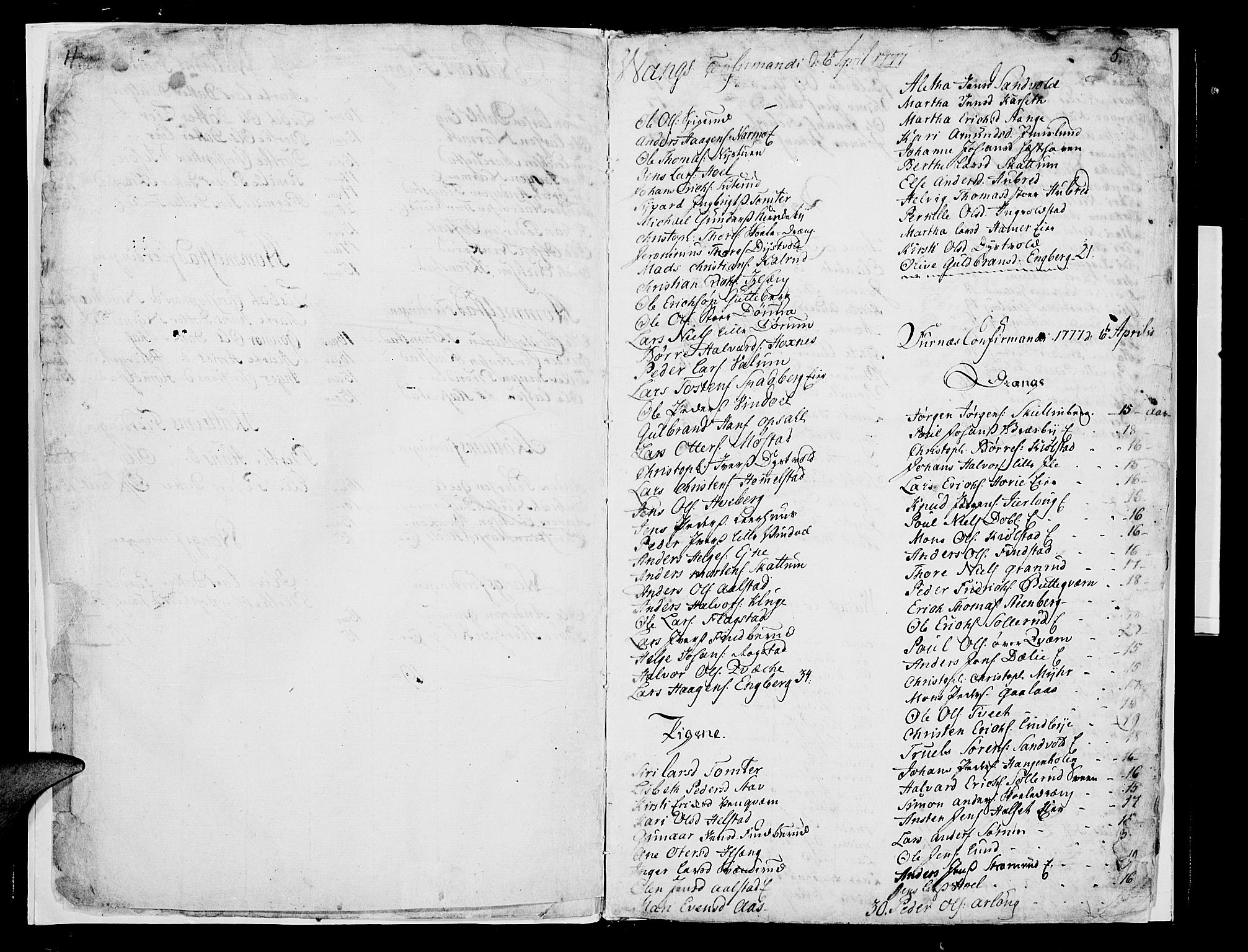 Vang prestekontor, Hedmark, SAH/PREST-008/H/Ha/Haa/L0004: Parish register (official) no. 4, 1776-1806, p. 4-5