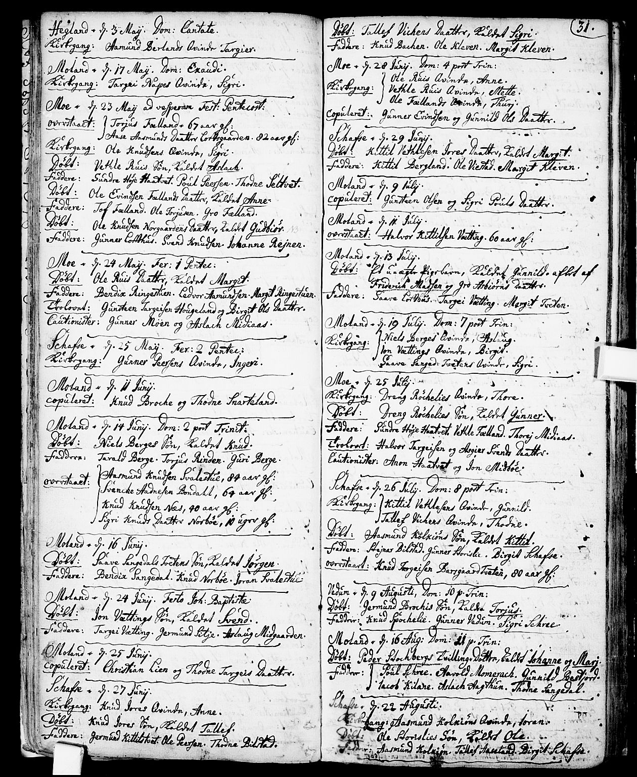 Fyresdal kirkebøker, SAKO/A-263/F/Fa/L0001: Parish register (official) no. I 1, 1724-1748, p. 31