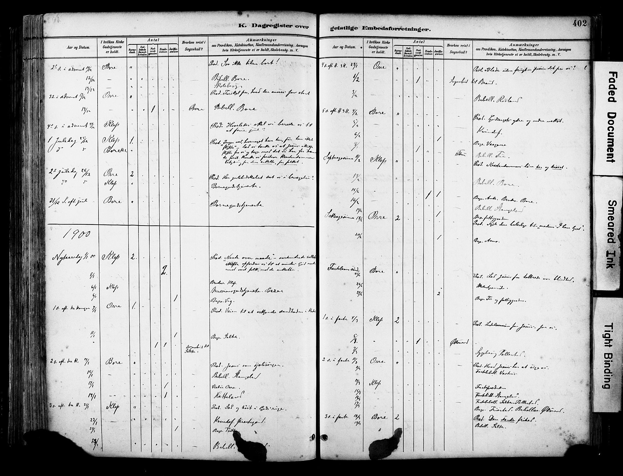 Klepp sokneprestkontor, SAST/A-101803/001/3/30BA/L0009: Parish register (official) no. A 7, 1886-1915, p. 402