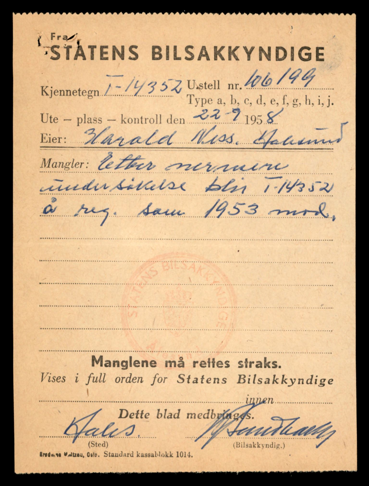 Møre og Romsdal vegkontor - Ålesund trafikkstasjon, AV/SAT-A-4099/F/Fe/L0045: Registreringskort for kjøretøy T 14320 - T 14444, 1927-1998, p. 871
