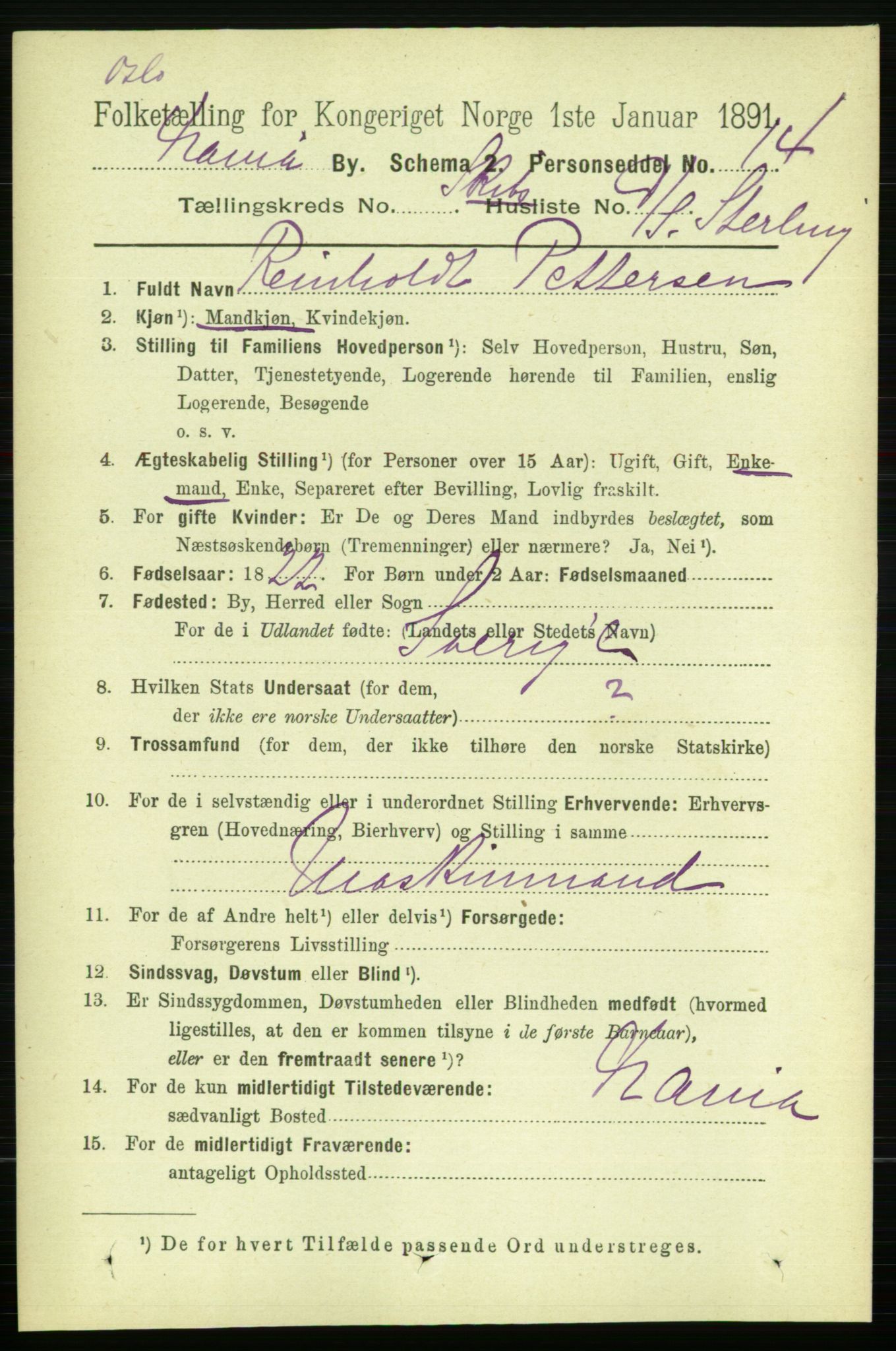 RA, 1891 census for 0301 Kristiania, 1891, p. 122799