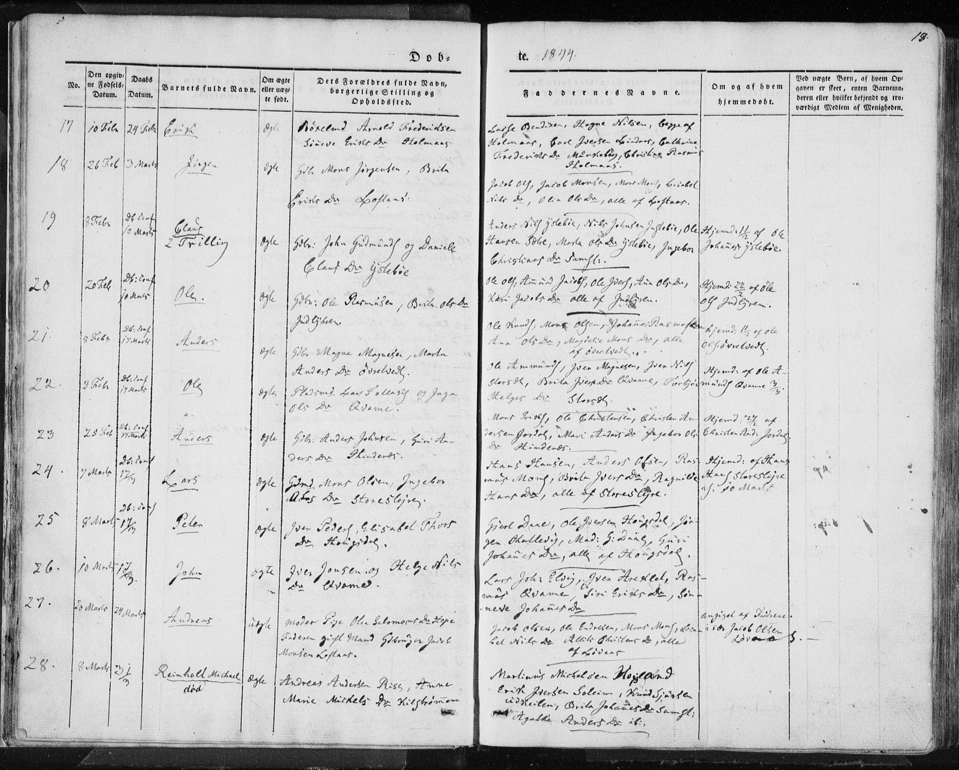 Lindås Sokneprestembete, AV/SAB-A-76701/H/Haa/Haaa/L0010: Parish register (official) no. A 10, 1842-1862, p. 18