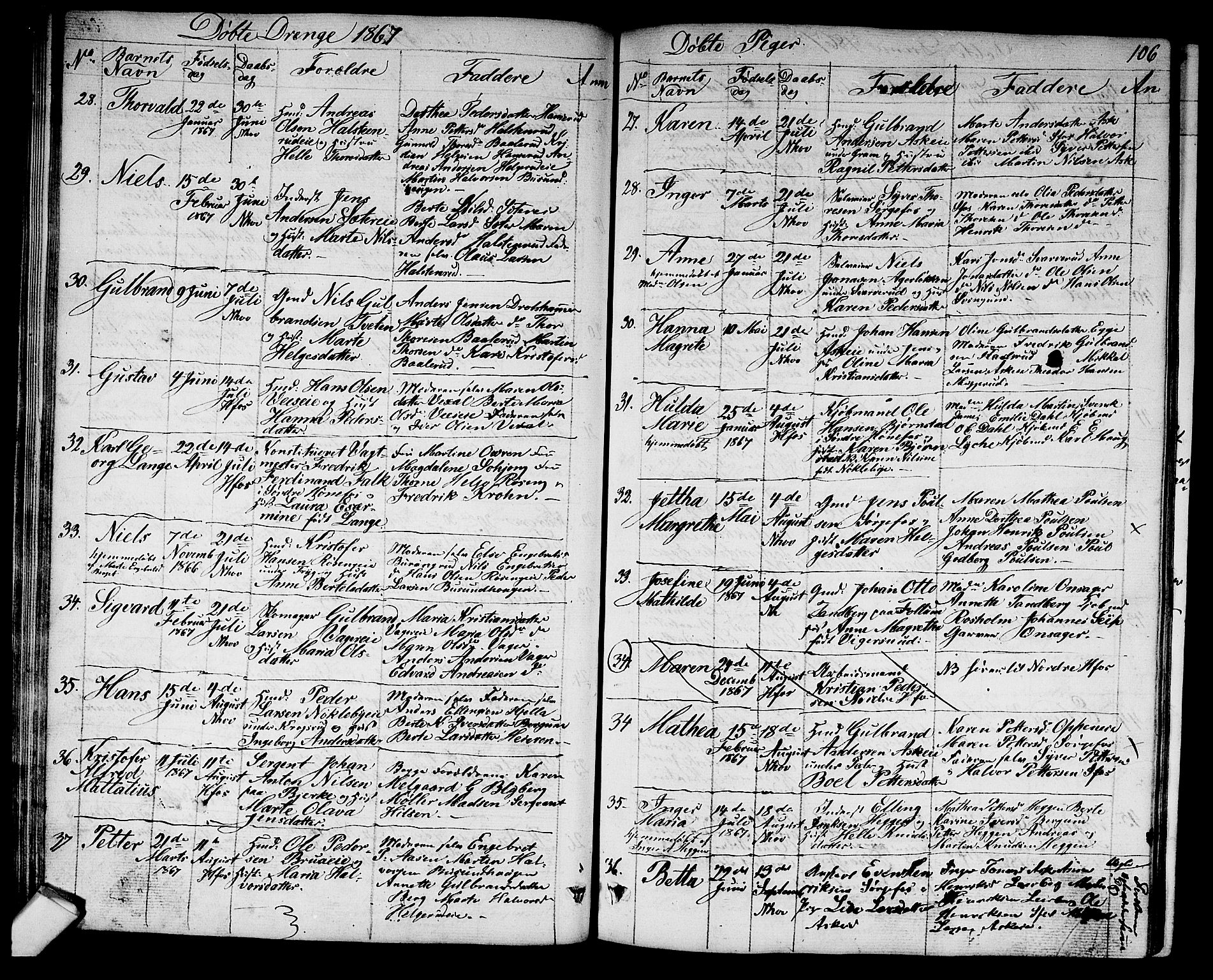 Norderhov kirkebøker, AV/SAKO-A-237/G/Ga/L0006: Parish register (copy) no. I 6, 1849-1876, p. 106