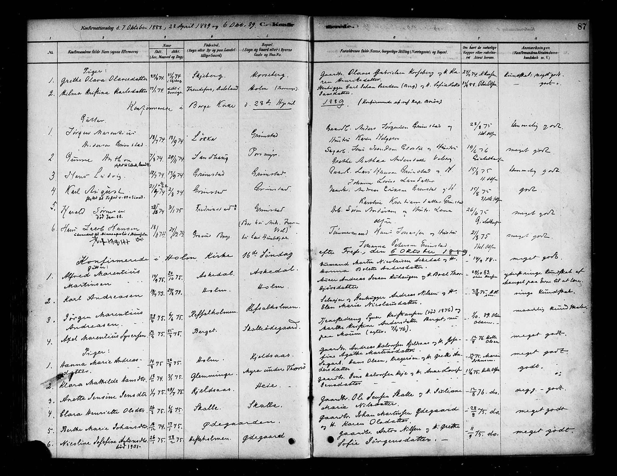 Borge prestekontor Kirkebøker, SAO/A-10903/F/Fb/L0003: Parish register (official) no. II 3, 1878-1902, p. 87