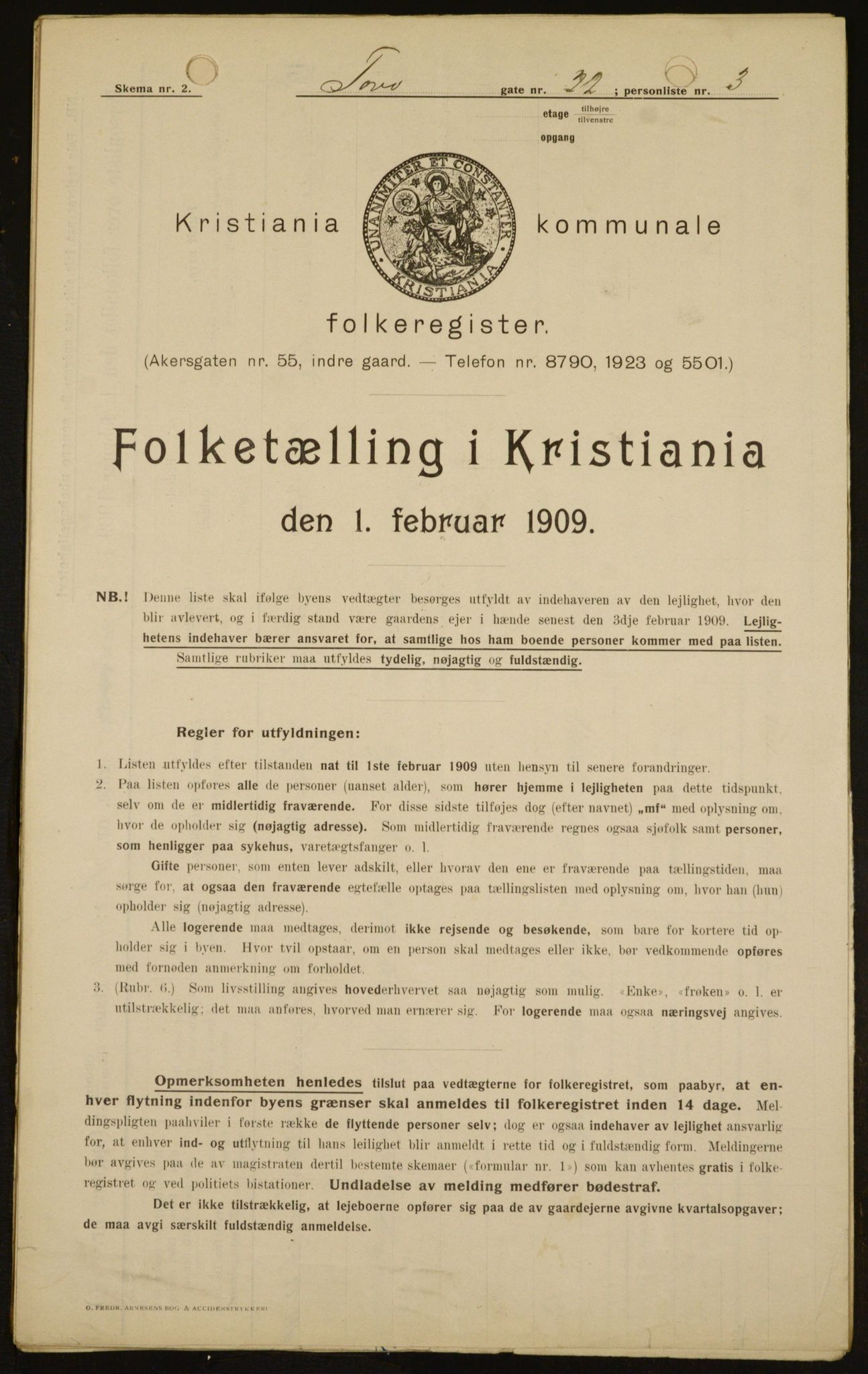 OBA, Municipal Census 1909 for Kristiania, 1909, p. 103497