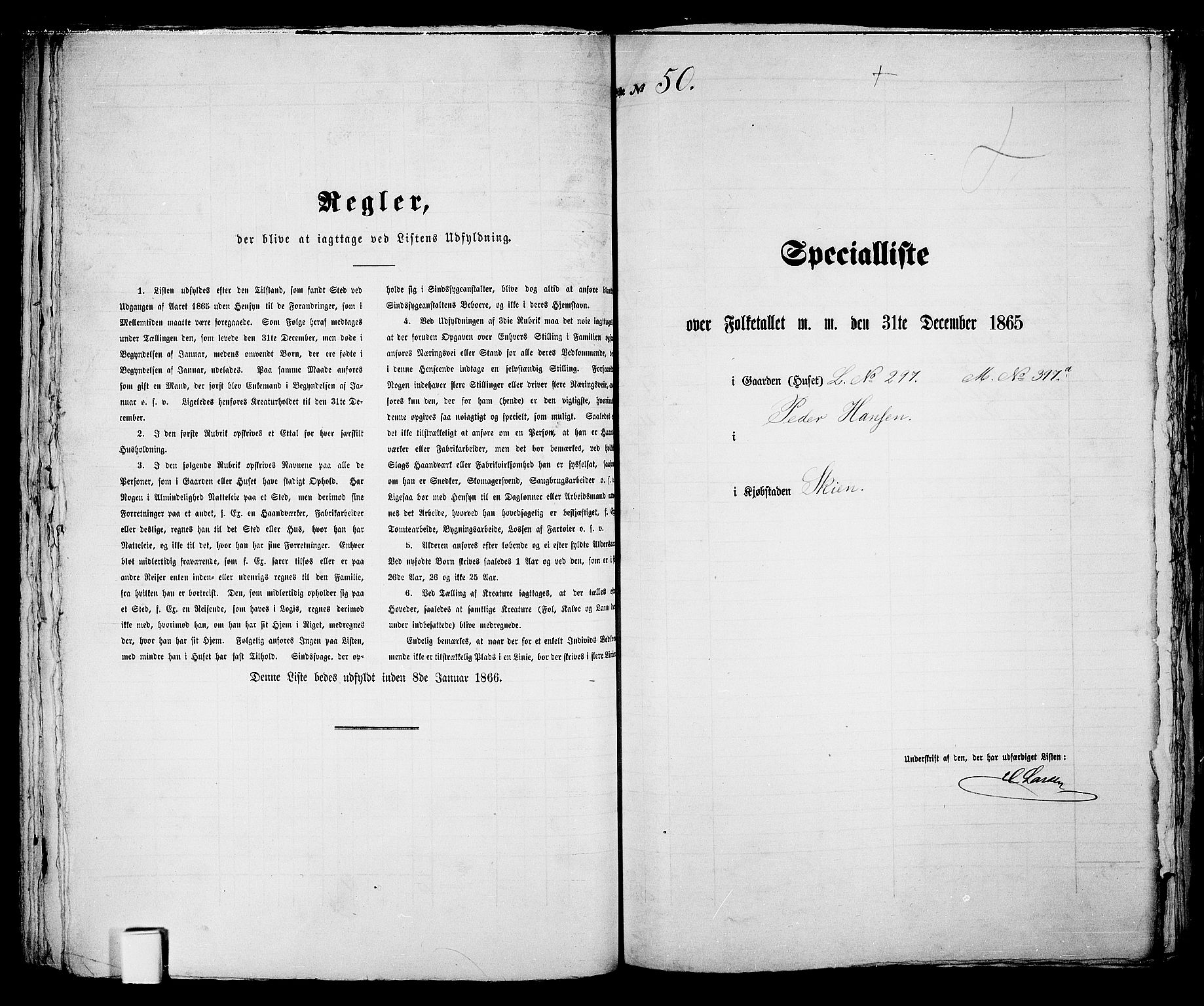 RA, 1865 census for Skien, 1865, p. 111