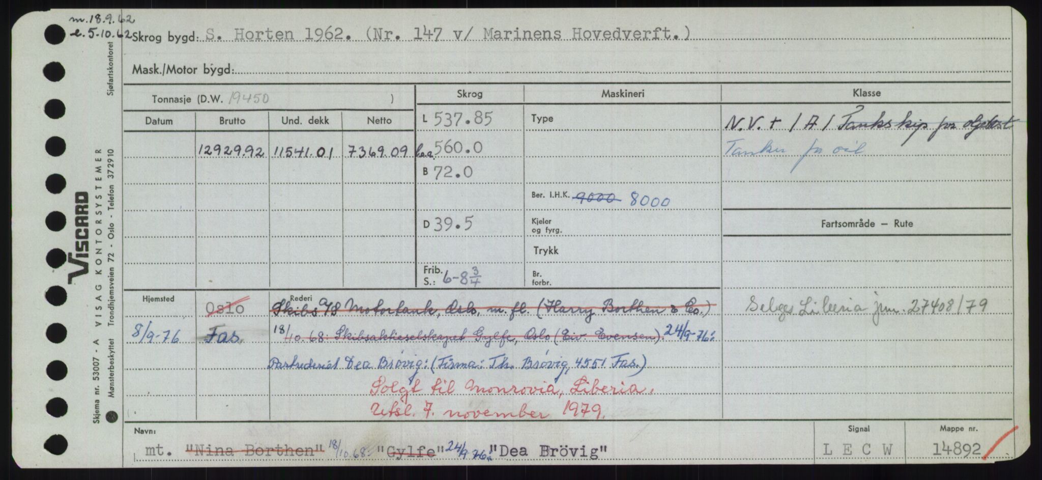 Sjøfartsdirektoratet med forløpere, Skipsmålingen, RA/S-1627/H/Hd/L0008: Fartøy, C-D, p. 423