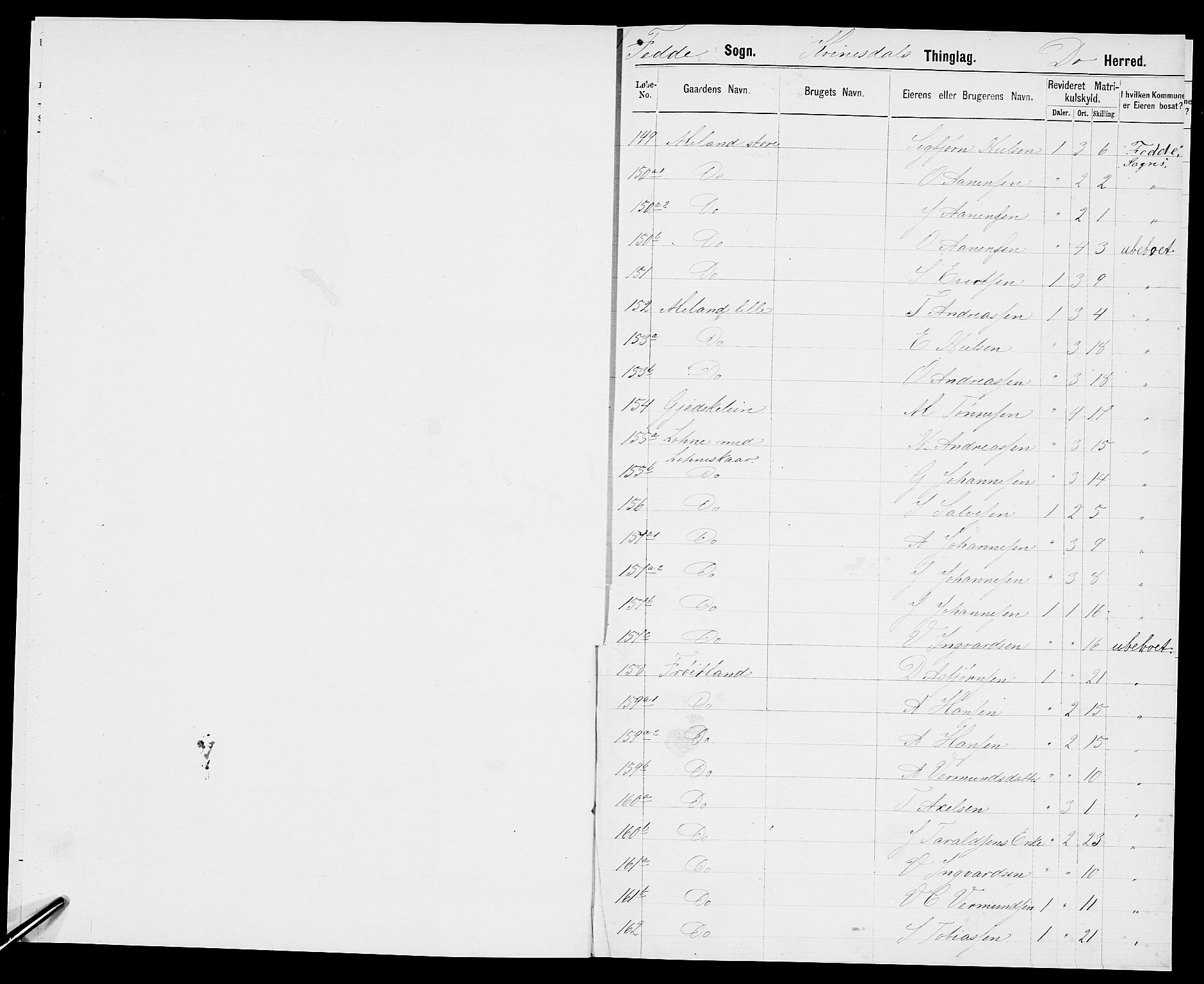 SAK, 1875 census for 1037P Kvinesdal, 1875, p. 4