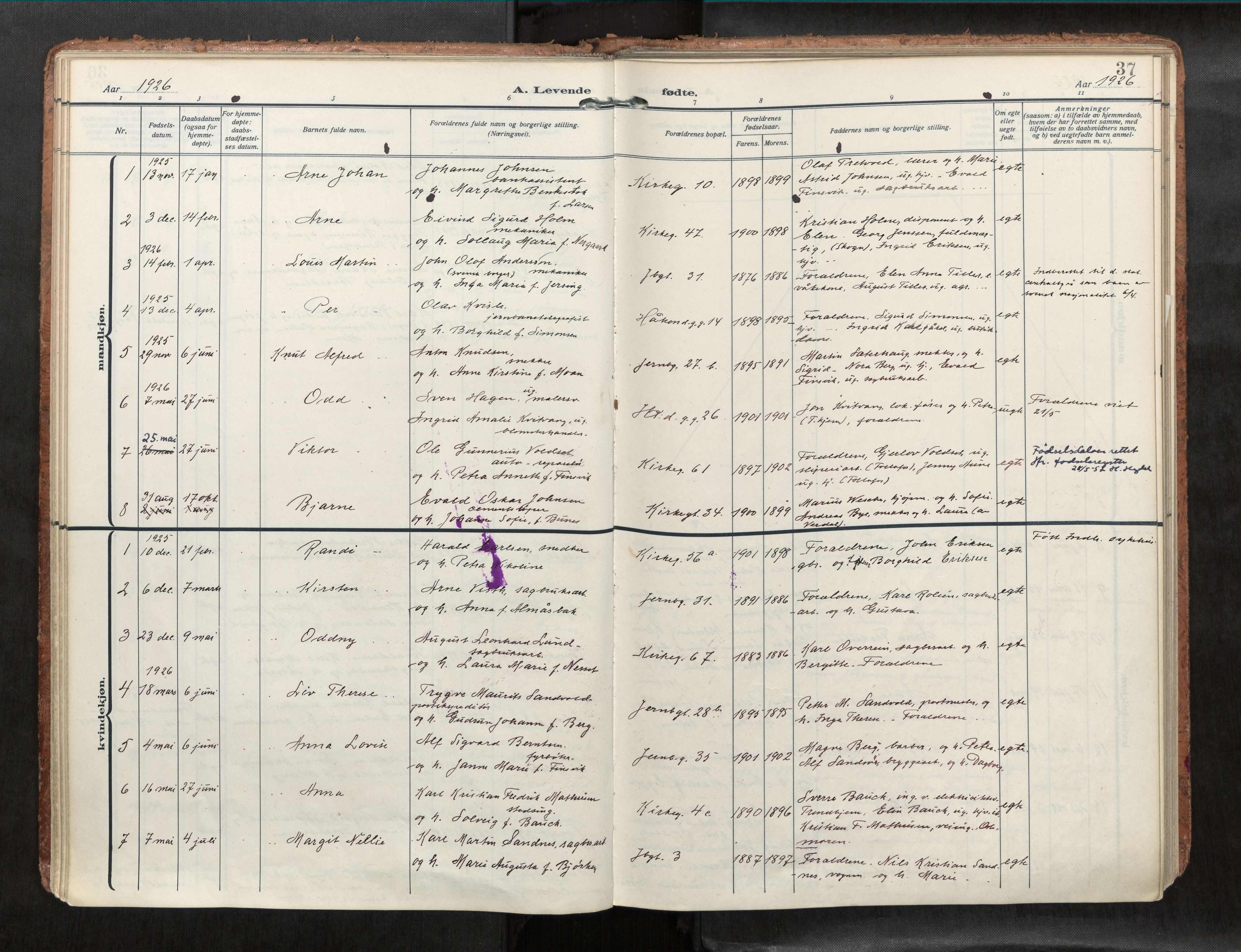 Levanger sokneprestkontor, AV/SAT-A-1301/2/H/Haa/L0001: Parish register (official) no. 1, 1912-1932, p. 37