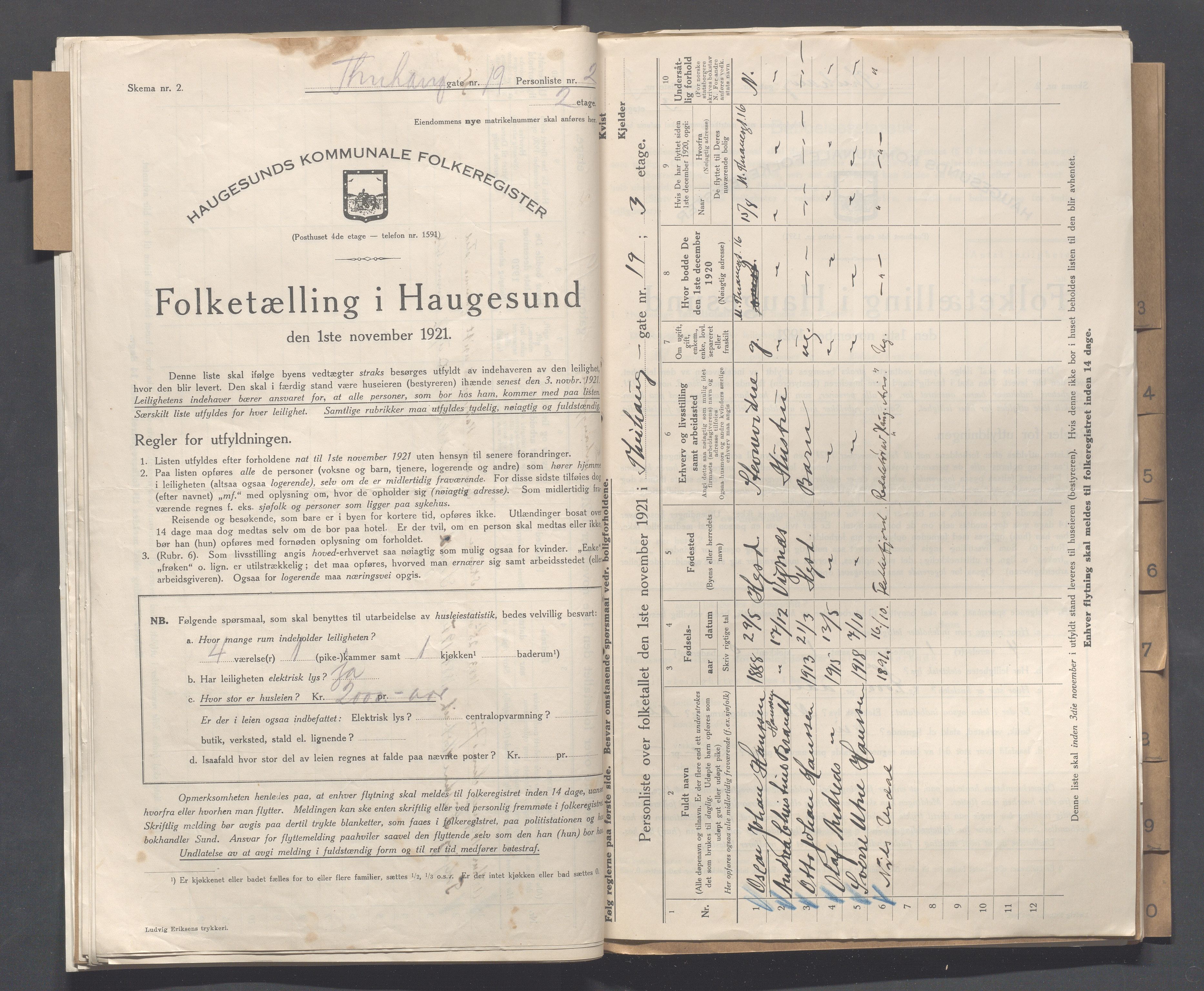 IKAR, Local census 1.11.1921 for Haugesund, 1921, p. 5430