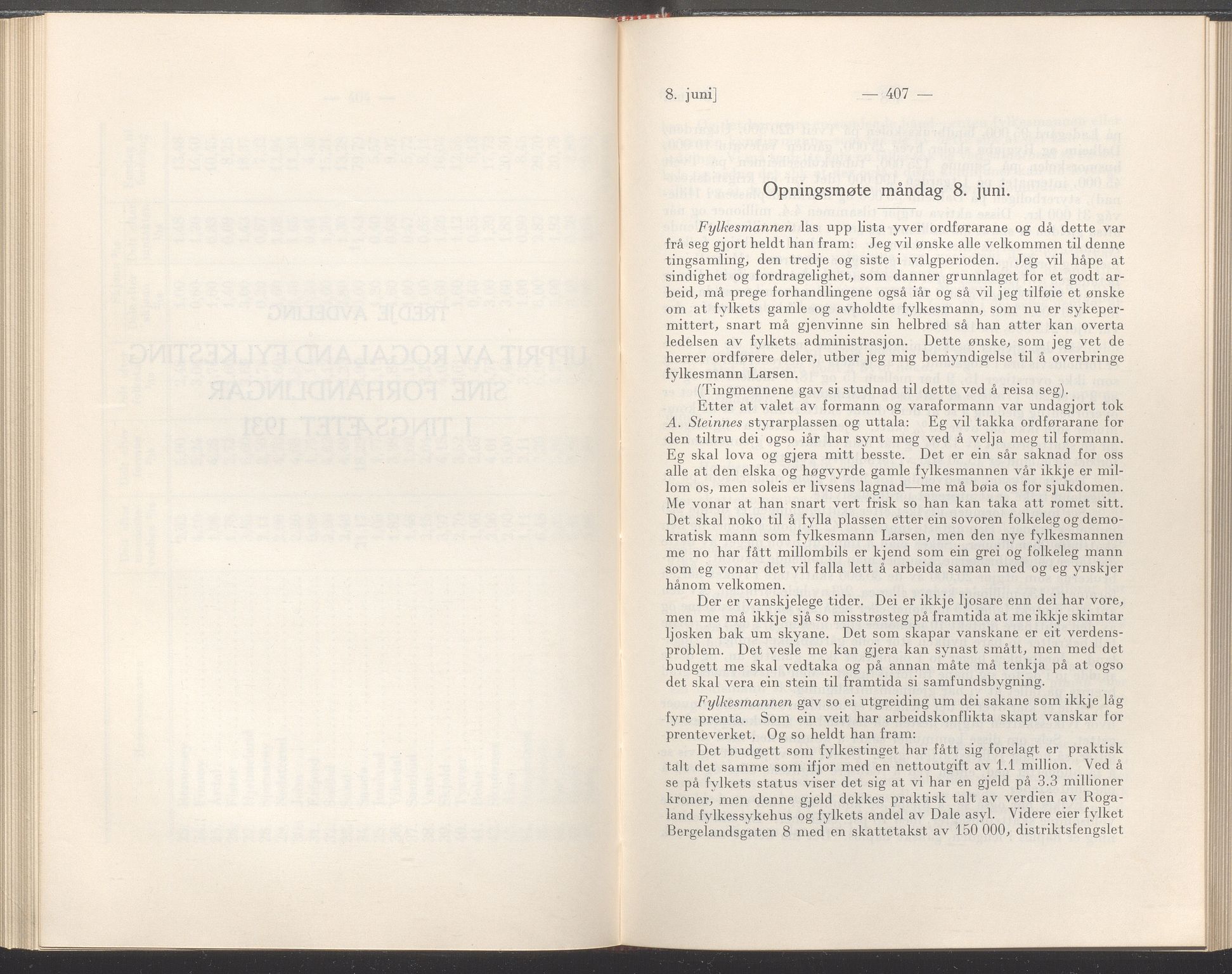 Rogaland fylkeskommune - Fylkesrådmannen , IKAR/A-900/A/Aa/Aaa/L0050: Møtebok , 1931, p. 408-409