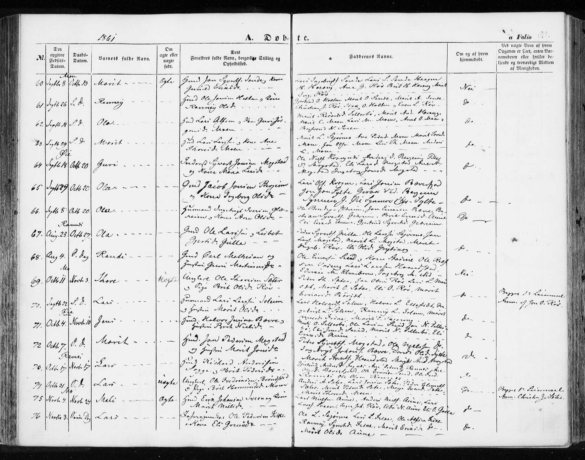 Ministerialprotokoller, klokkerbøker og fødselsregistre - Møre og Romsdal, SAT/A-1454/595/L1044: Parish register (official) no. 595A06, 1852-1863, p. 90