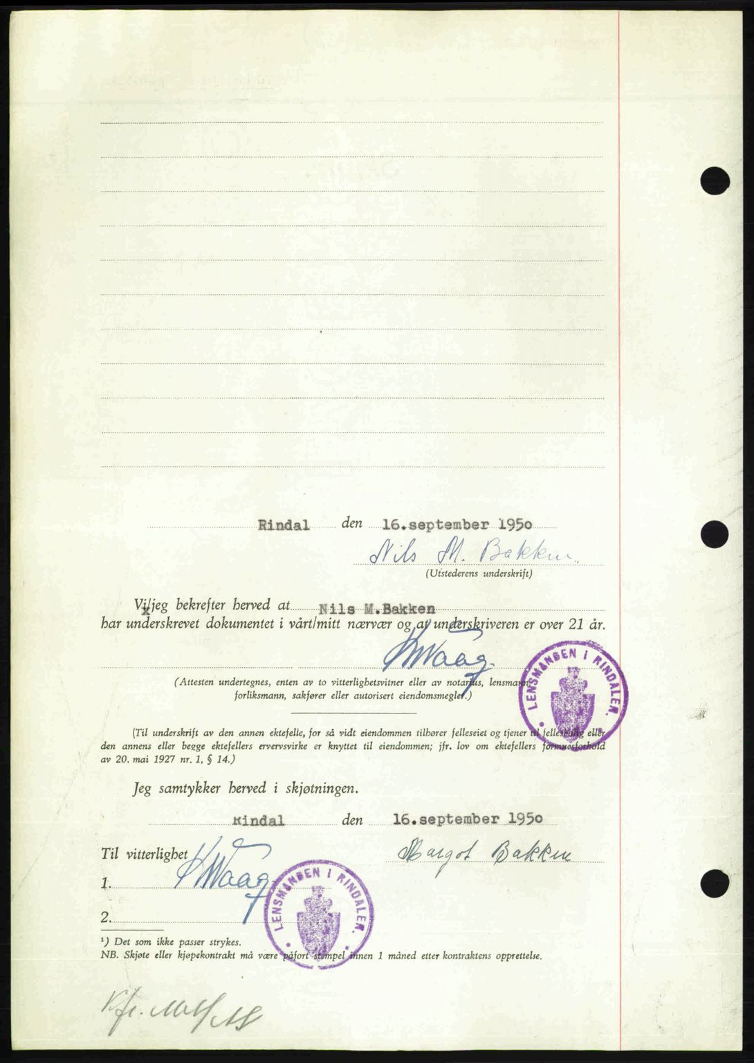 Nordmøre sorenskriveri, AV/SAT-A-4132/1/2/2Ca: Mortgage book no. A116, 1950-1950, Diary no: : 2969/1950