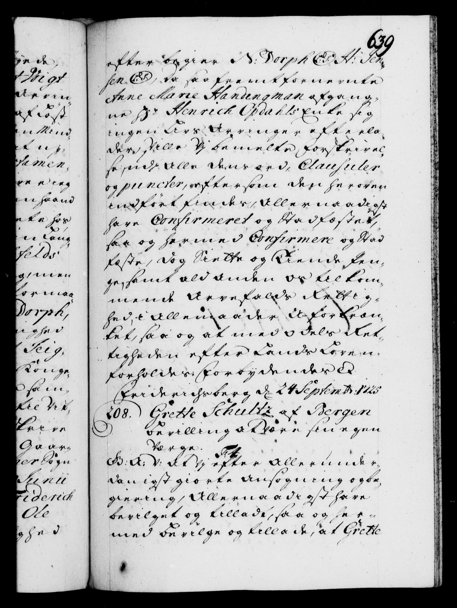 Danske Kanselli 1572-1799, AV/RA-EA-3023/F/Fc/Fca/Fcaa/L0024: Norske registre, 1723-1725, p. 639a