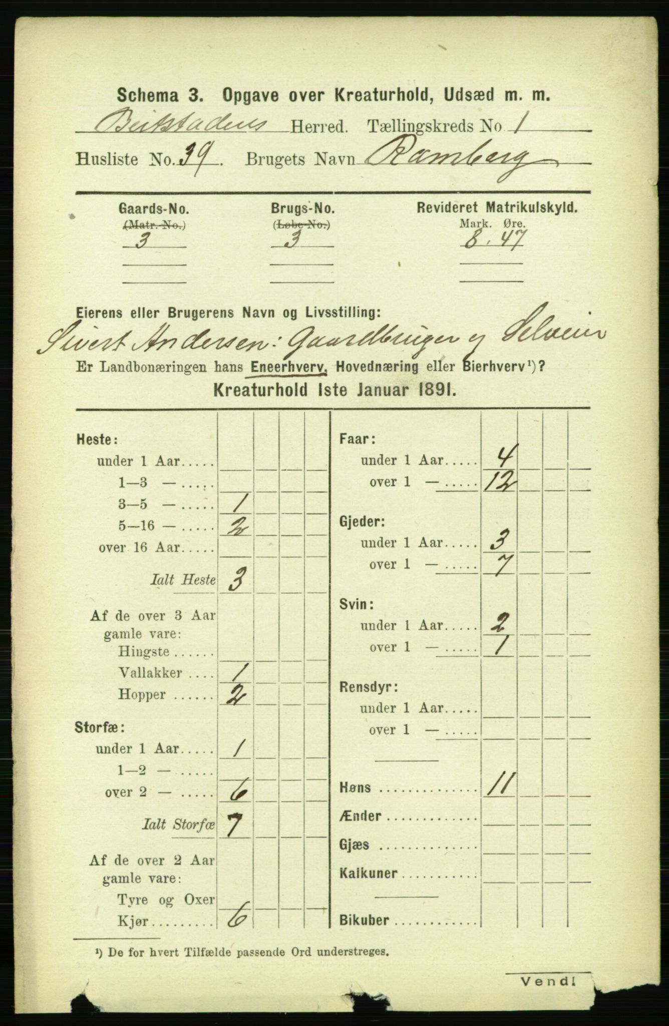 RA, 1891 census for 1727 Beitstad, 1891, p. 5694