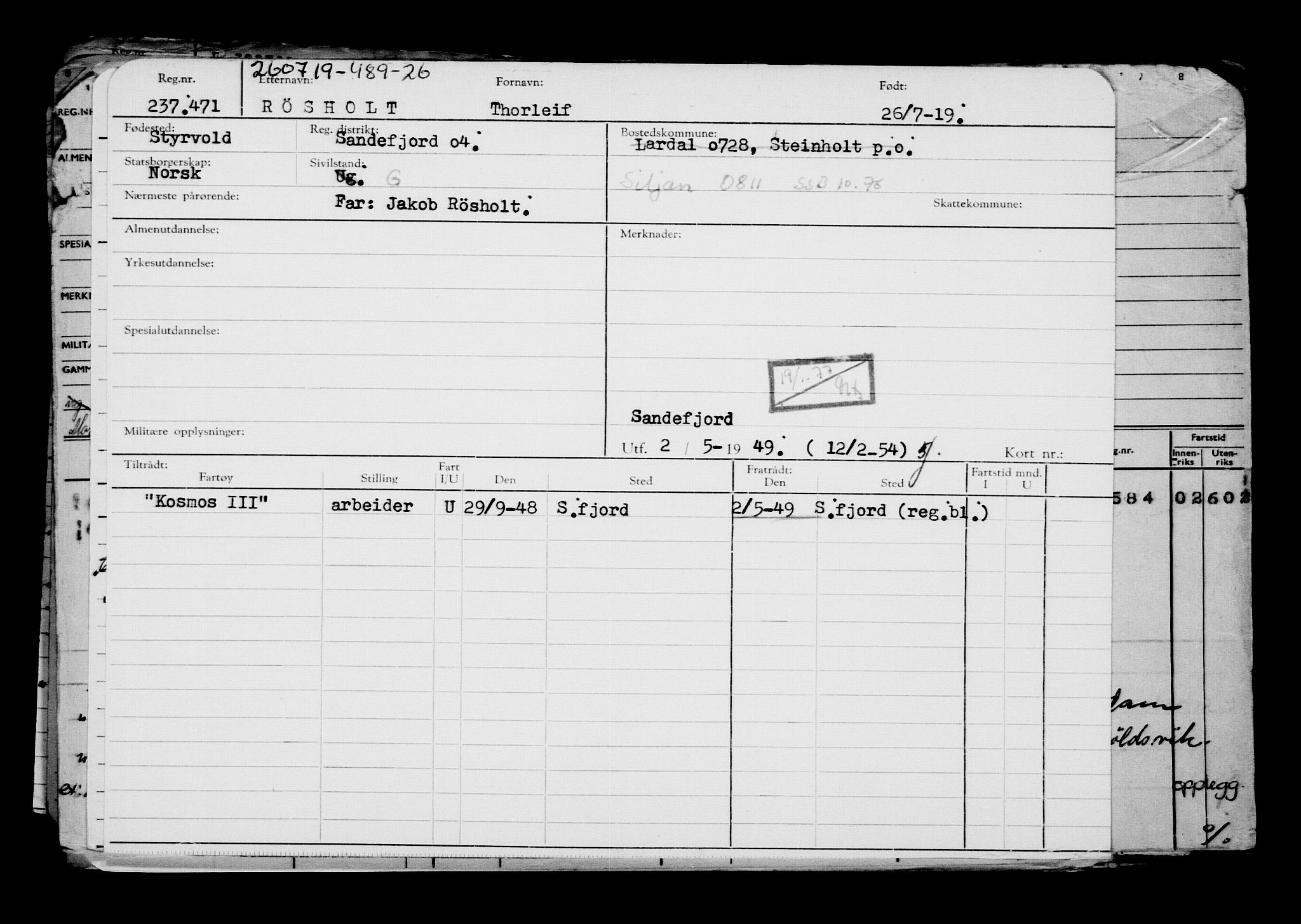 Direktoratet for sjømenn, AV/RA-S-3545/G/Gb/L0170: Hovedkort, 1919, p. 456