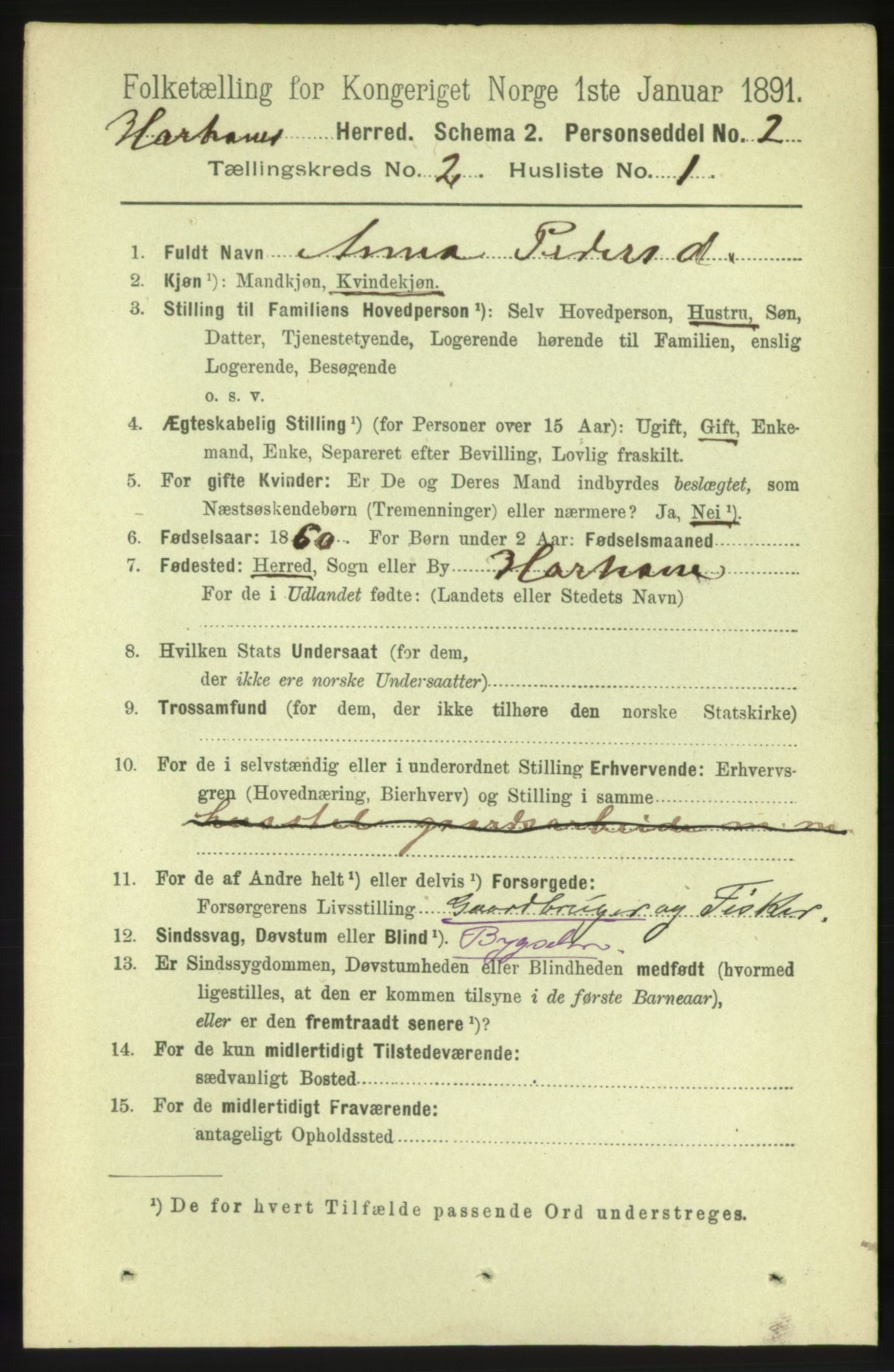 RA, 1891 census for 1534 Haram, 1891, p. 617