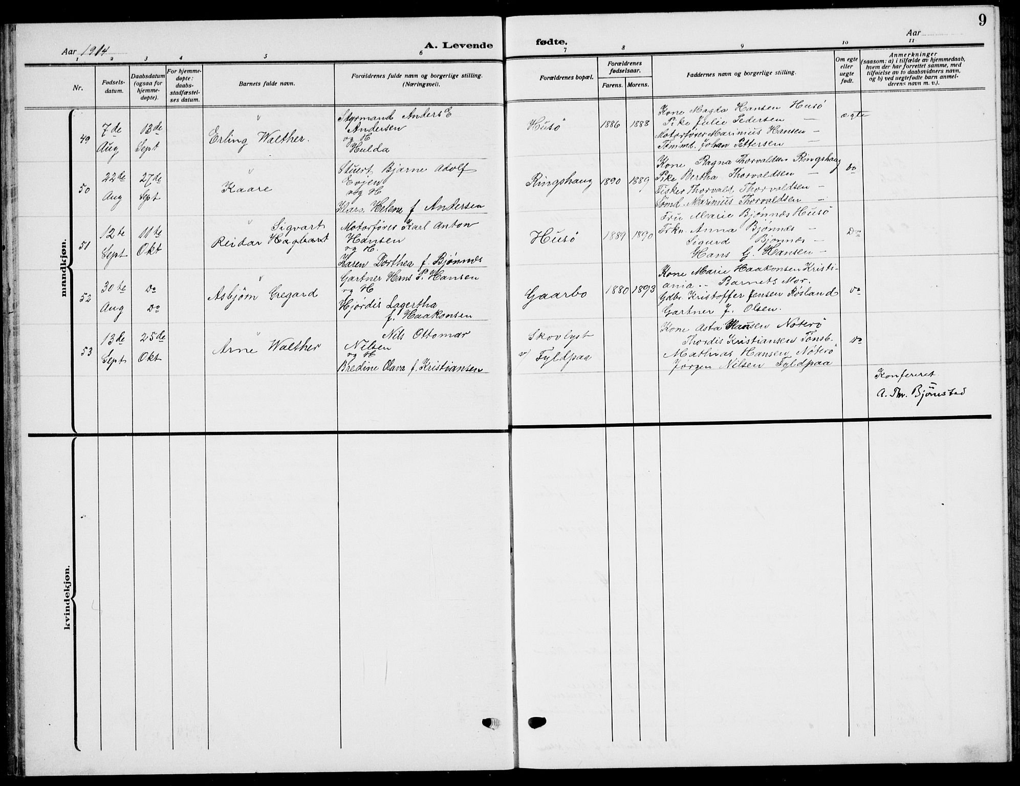 Sem kirkebøker, AV/SAKO-A-5/G/Gb/L0004: Parish register (copy) no. II 4, 1914-1937, p. 9