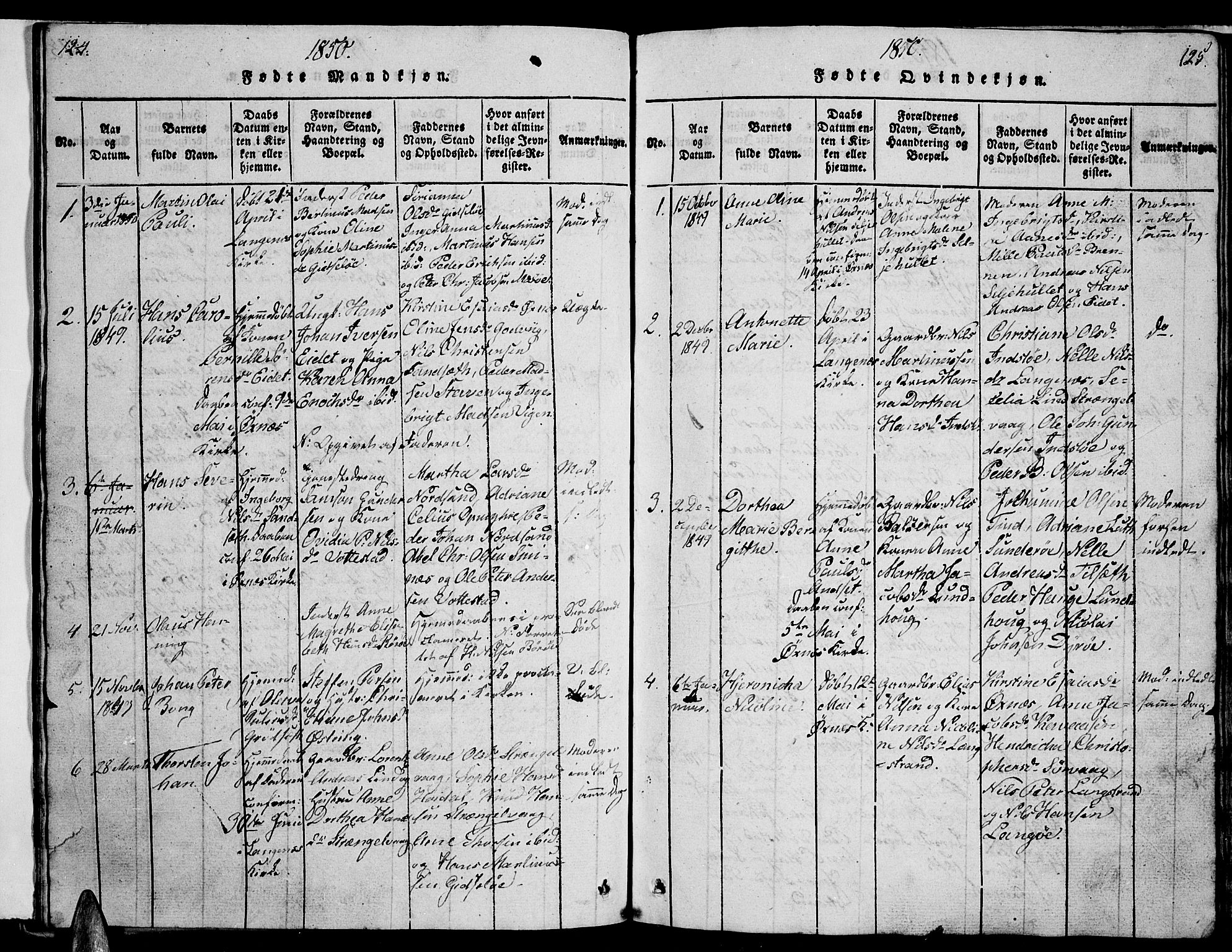 Ministerialprotokoller, klokkerbøker og fødselsregistre - Nordland, AV/SAT-A-1459/893/L1346: Parish register (copy) no. 893C01, 1820-1858, p. 124-125