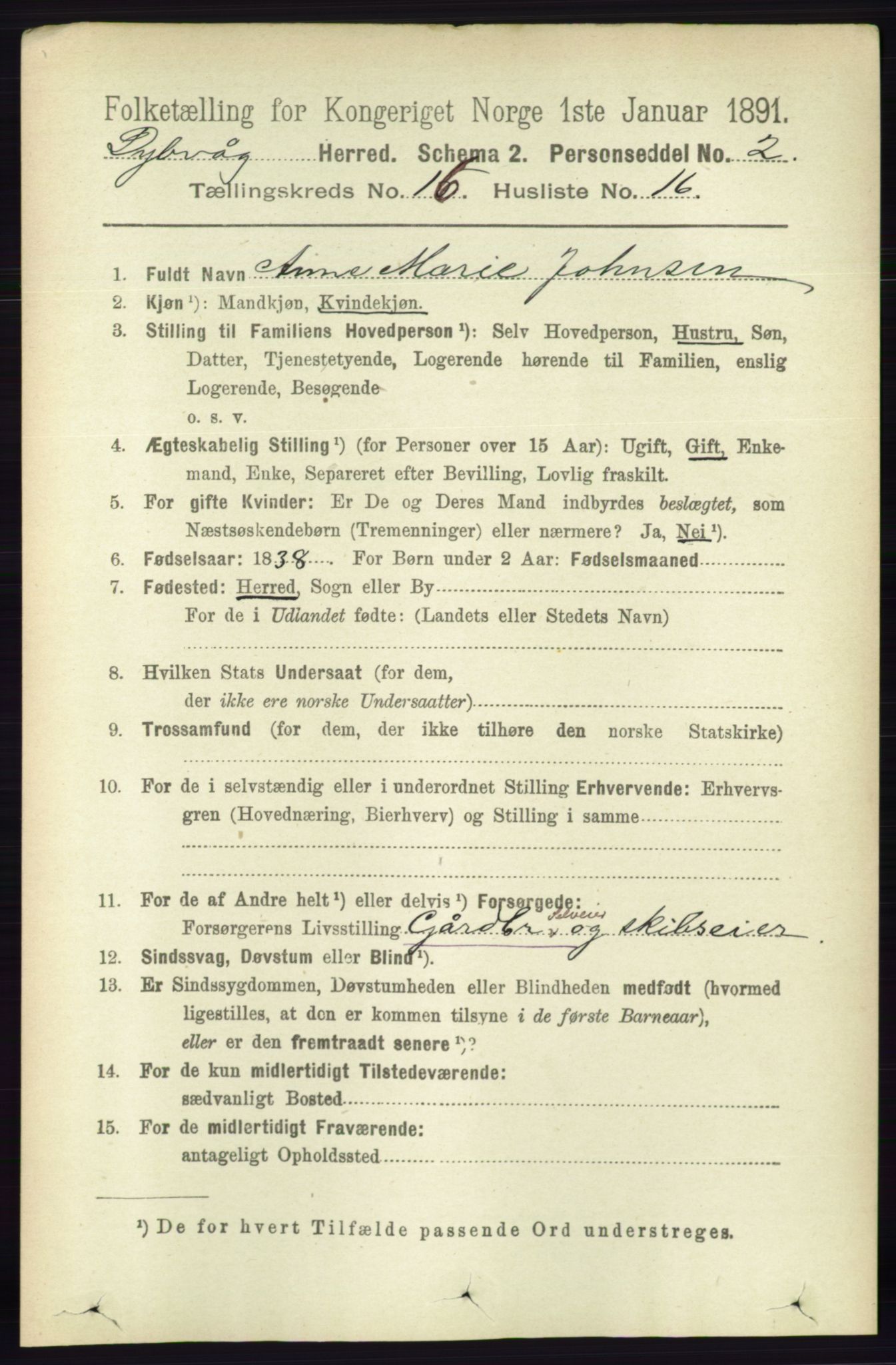 RA, 1891 census for 0915 Dypvåg, 1891, p. 6492