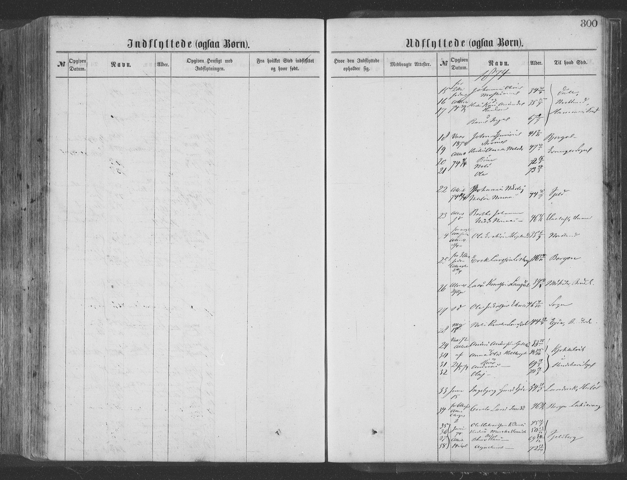 Hosanger sokneprestembete, AV/SAB-A-75801/H/Haa: Parish register (official) no. A 9, 1864-1876, p. 300