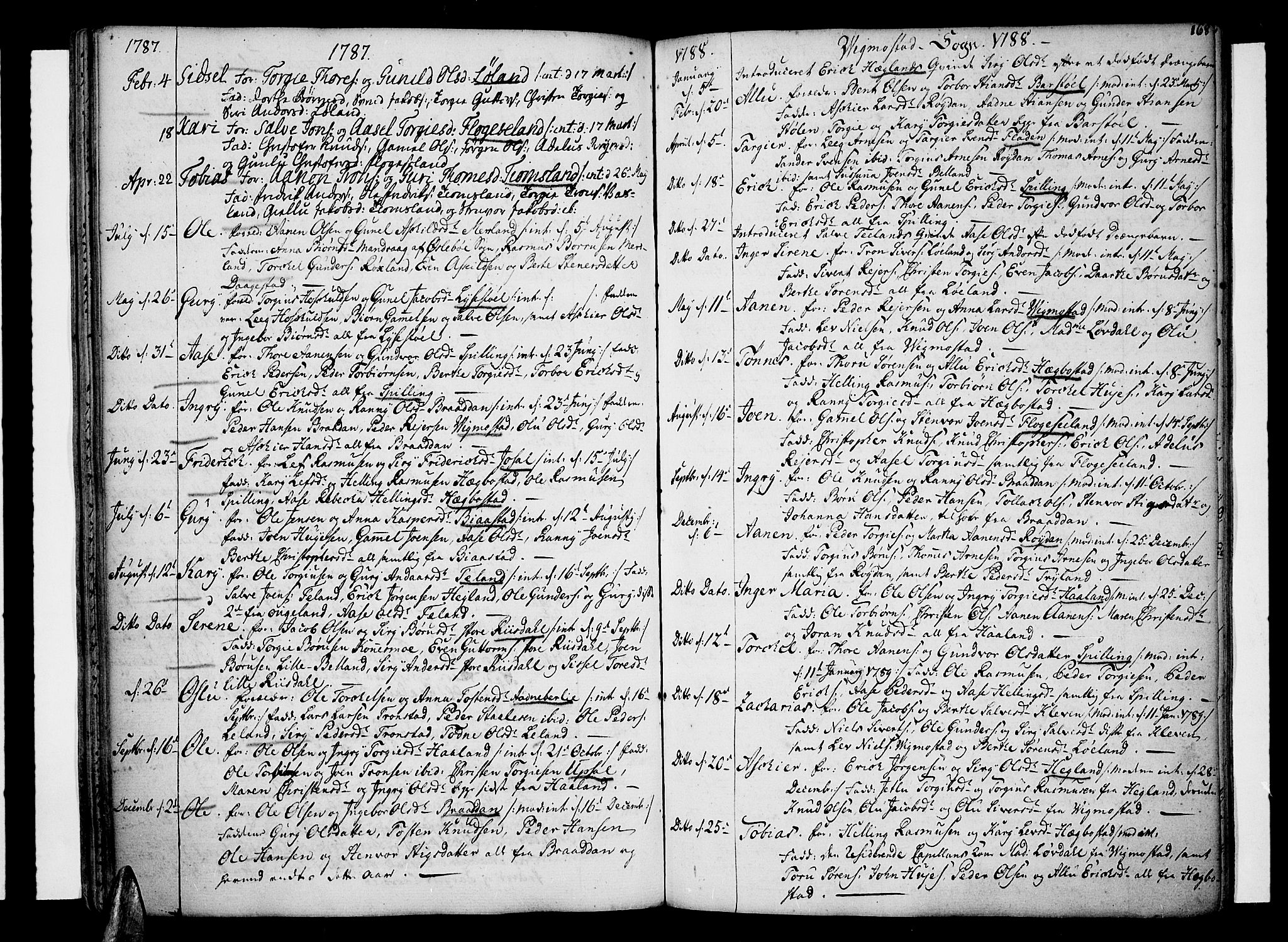 Sør-Audnedal sokneprestkontor, AV/SAK-1111-0039/F/Fa/Fab/L0002: Parish register (official) no. A 2 /3, 1771-1809, p. 168